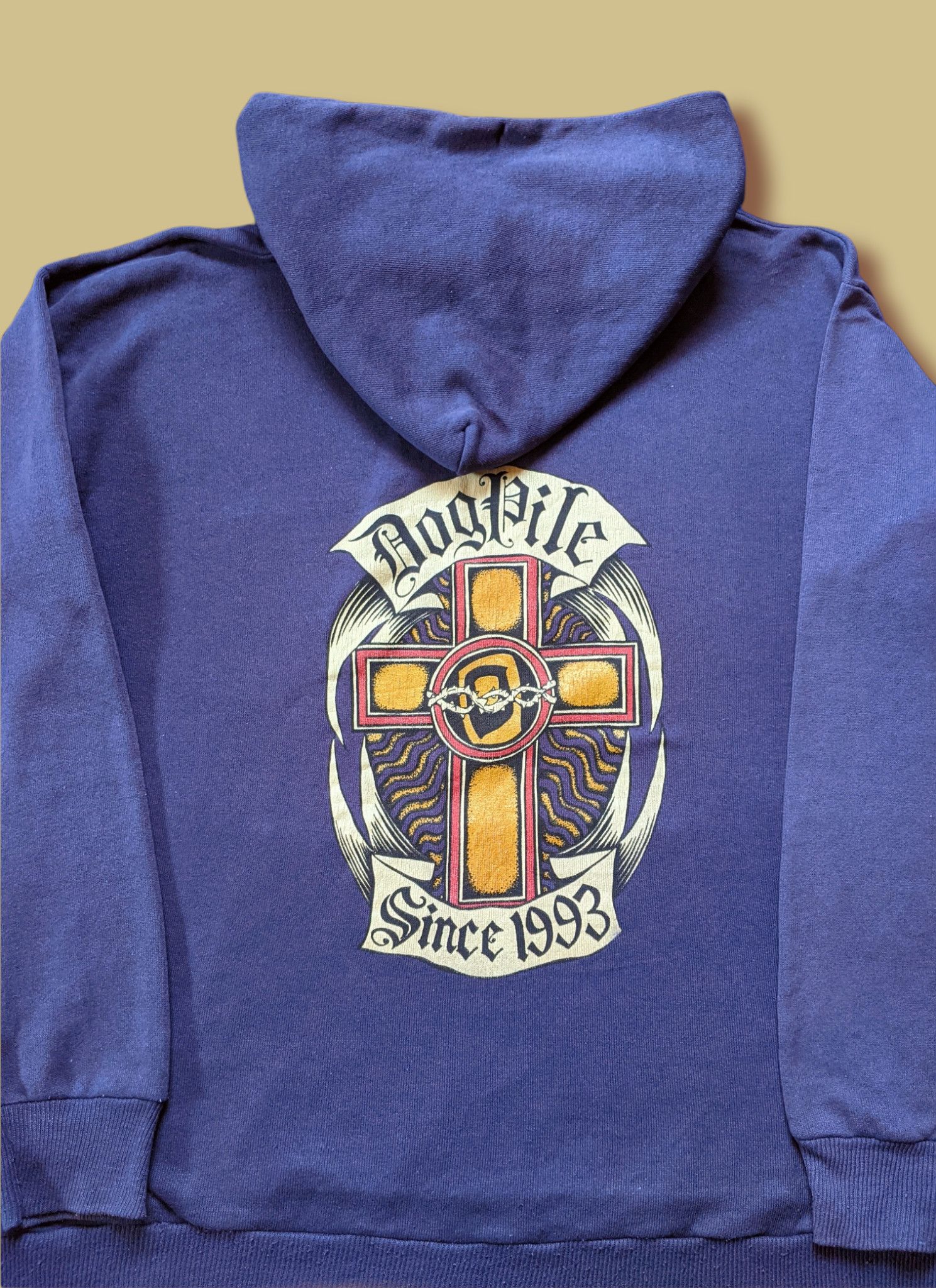 Powell Peralta × Santa Cruz Skateboards × Vintage Vintage 90s Dog Pile Skateboard Cross Logo Pullover Hoodie Size US M / EU 48-50 / 2 - 3 Thumbnail