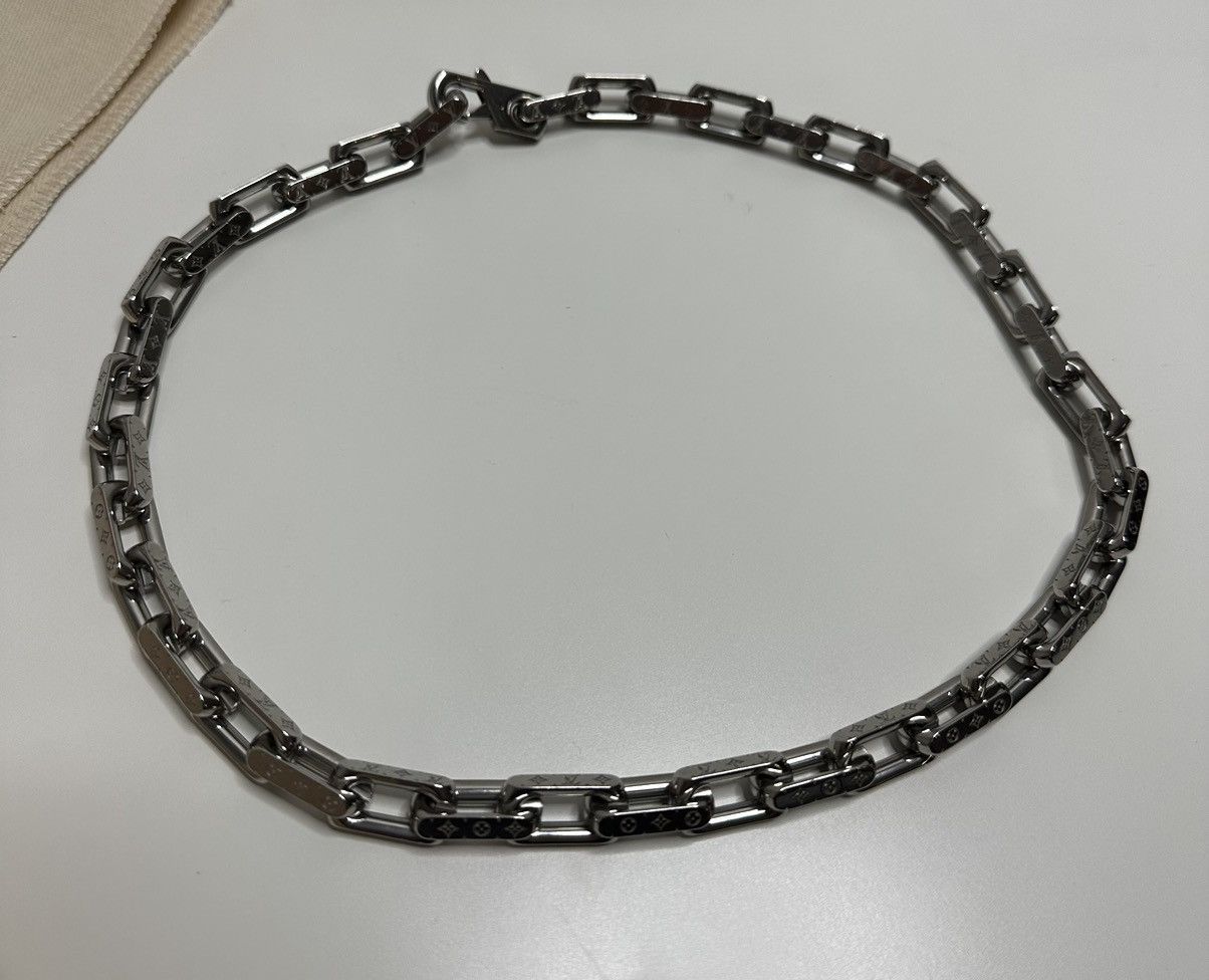 Louis Vuitton Louis Vuitton Necklace Chain Link Cuban Silver Monogram