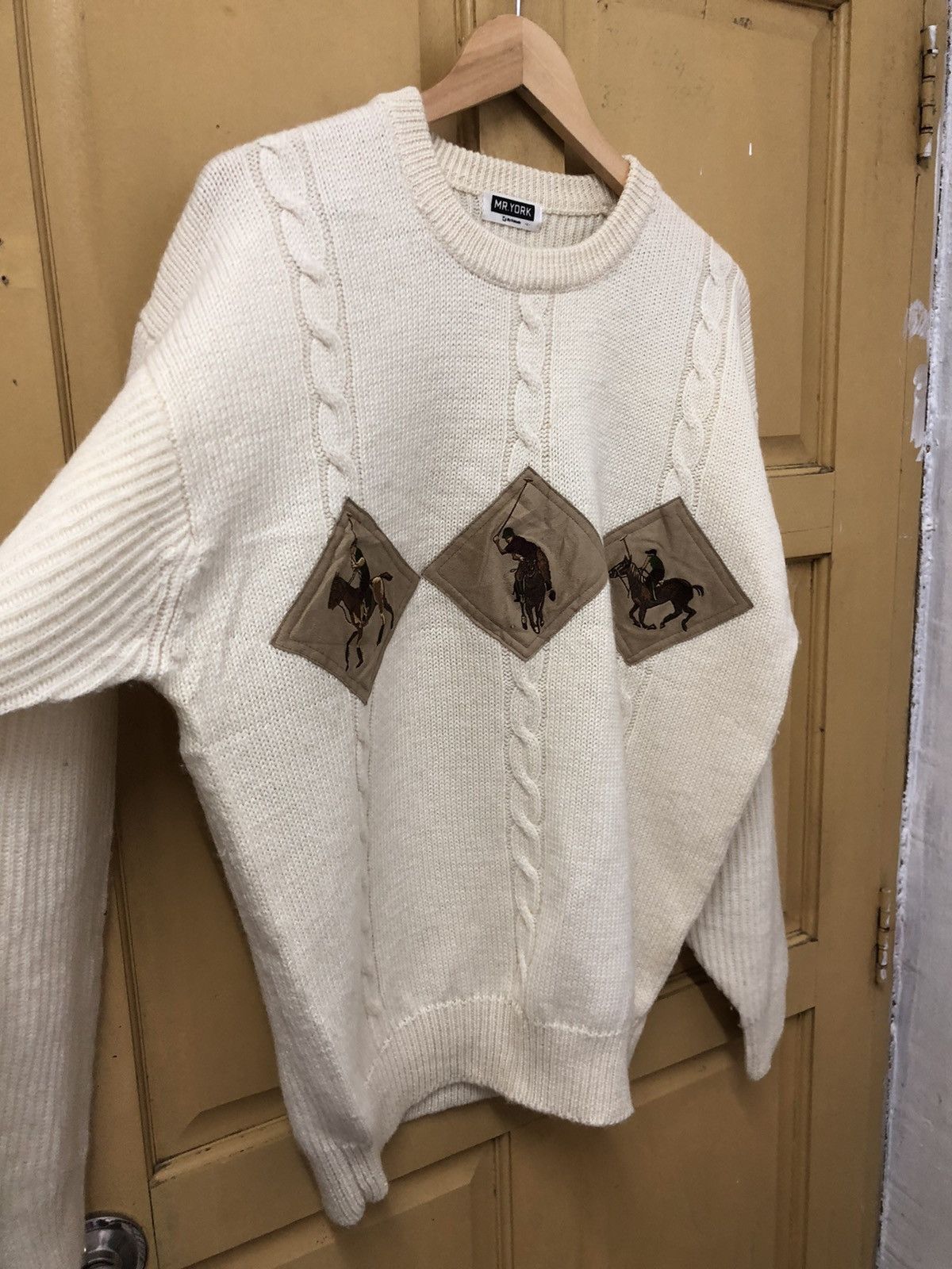 Japanese Brand Vintage Mr. York Patches Polo Knit Sweater Size US L / EU 52-54 / 3 - 15 Thumbnail