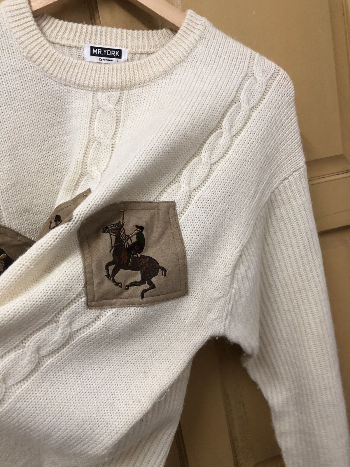 Japanese Brand Vintage Mr. York Patches Polo Knit Sweater Size US L / EU 52-54 / 3 - 14 Thumbnail