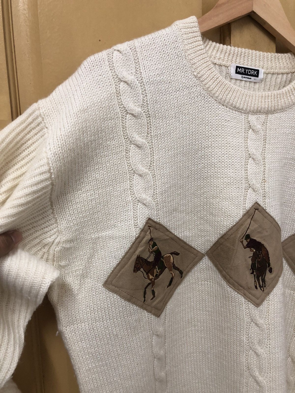 Japanese Brand Vintage Mr. York Patches Polo Knit Sweater Size US L / EU 52-54 / 3 - 2 Thumbnail