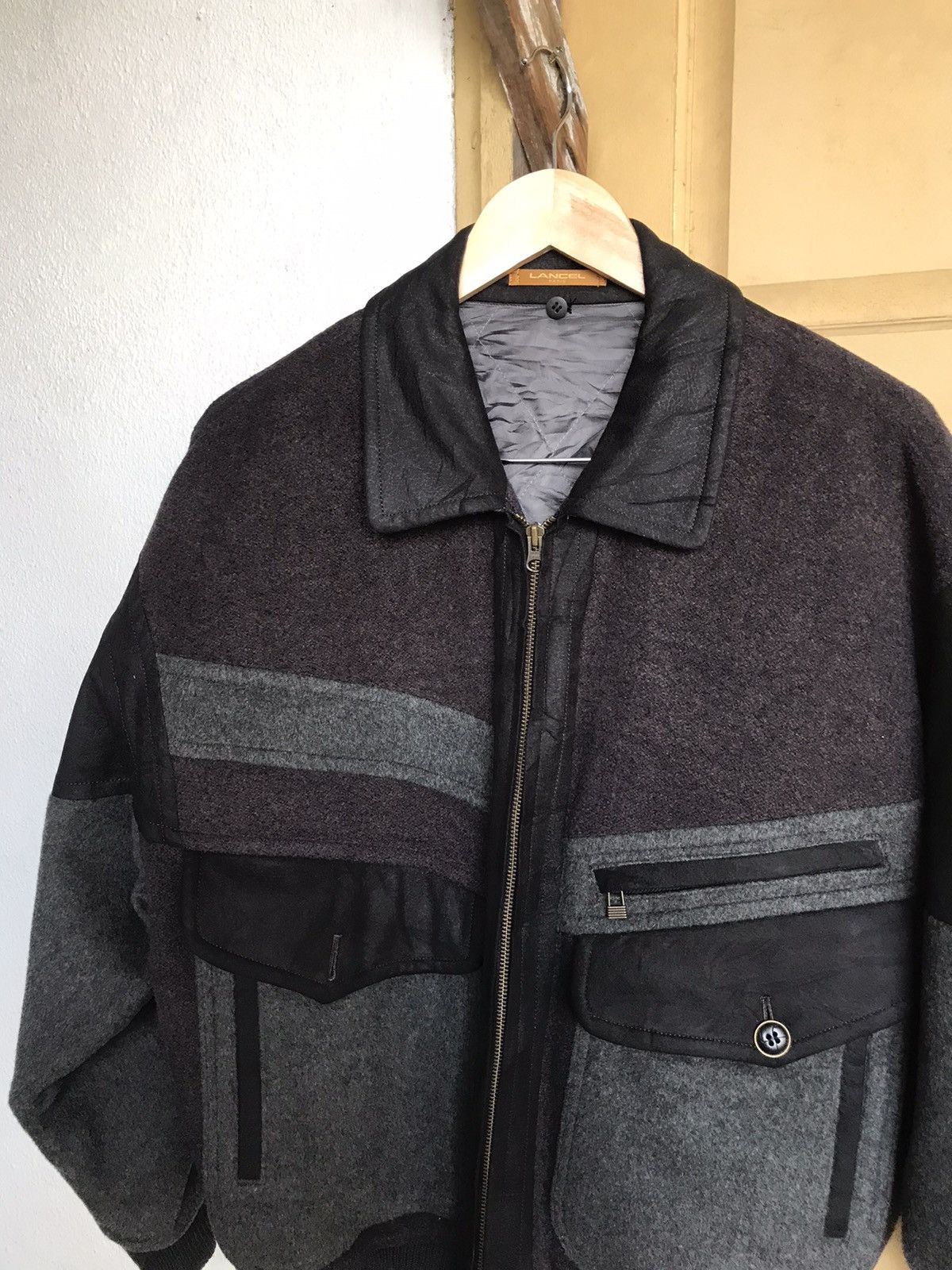 Lancel Vintage 90s Lancel Paris Wool Bomber Jacket Size US L / EU 52-54 / 3 - 11 Thumbnail