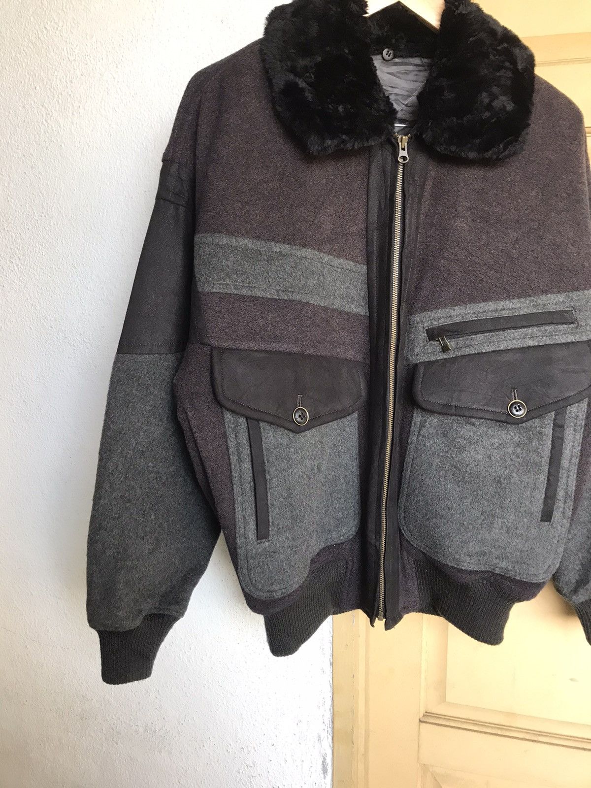 Lancel Vintage 90s Lancel Paris Wool Bomber Jacket Size US L / EU 52-54 / 3 - 4 Thumbnail
