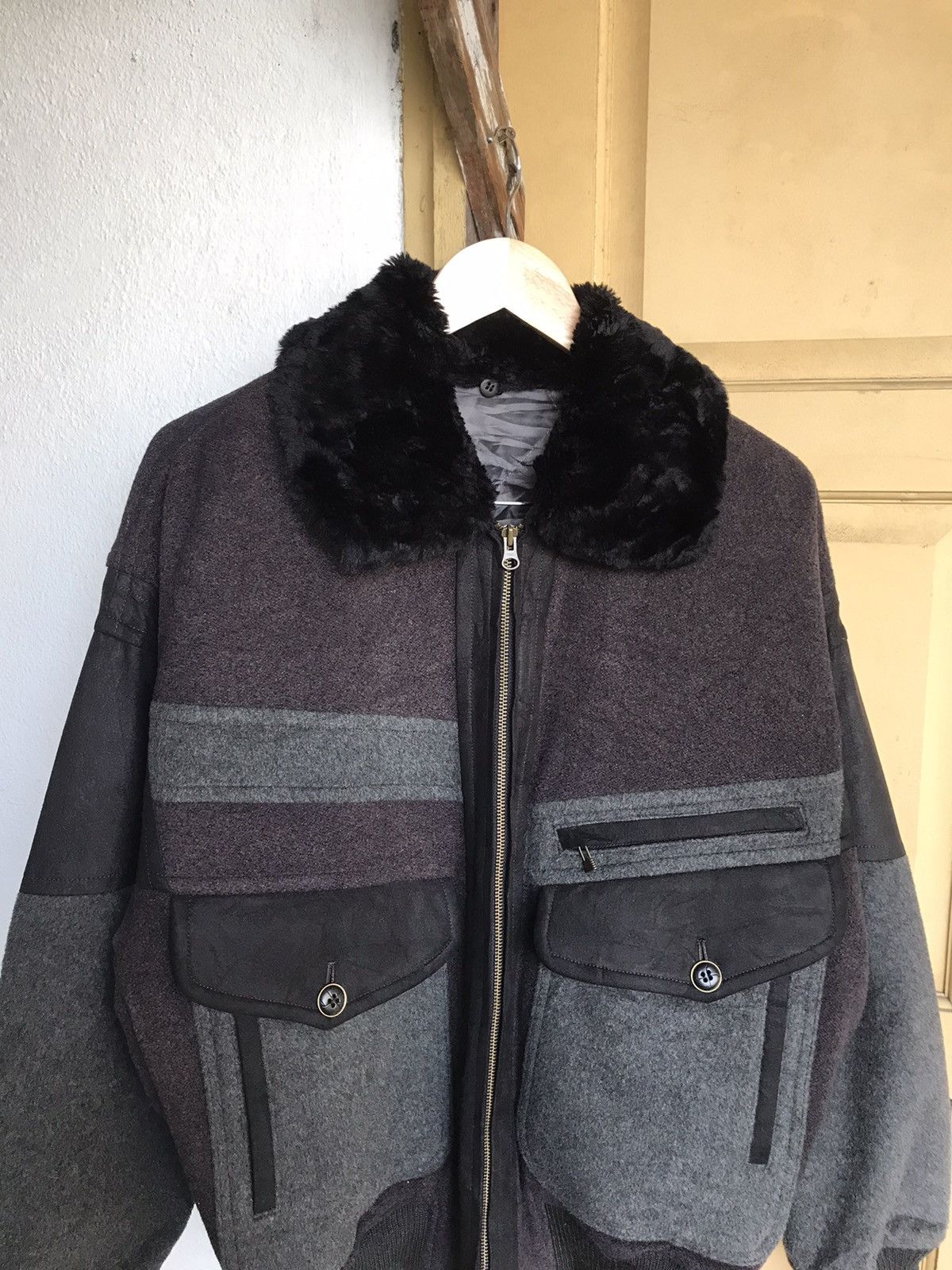 Lancel Vintage 90s Lancel Paris Wool Bomber Jacket Size US L / EU 52-54 / 3 - 3 Thumbnail