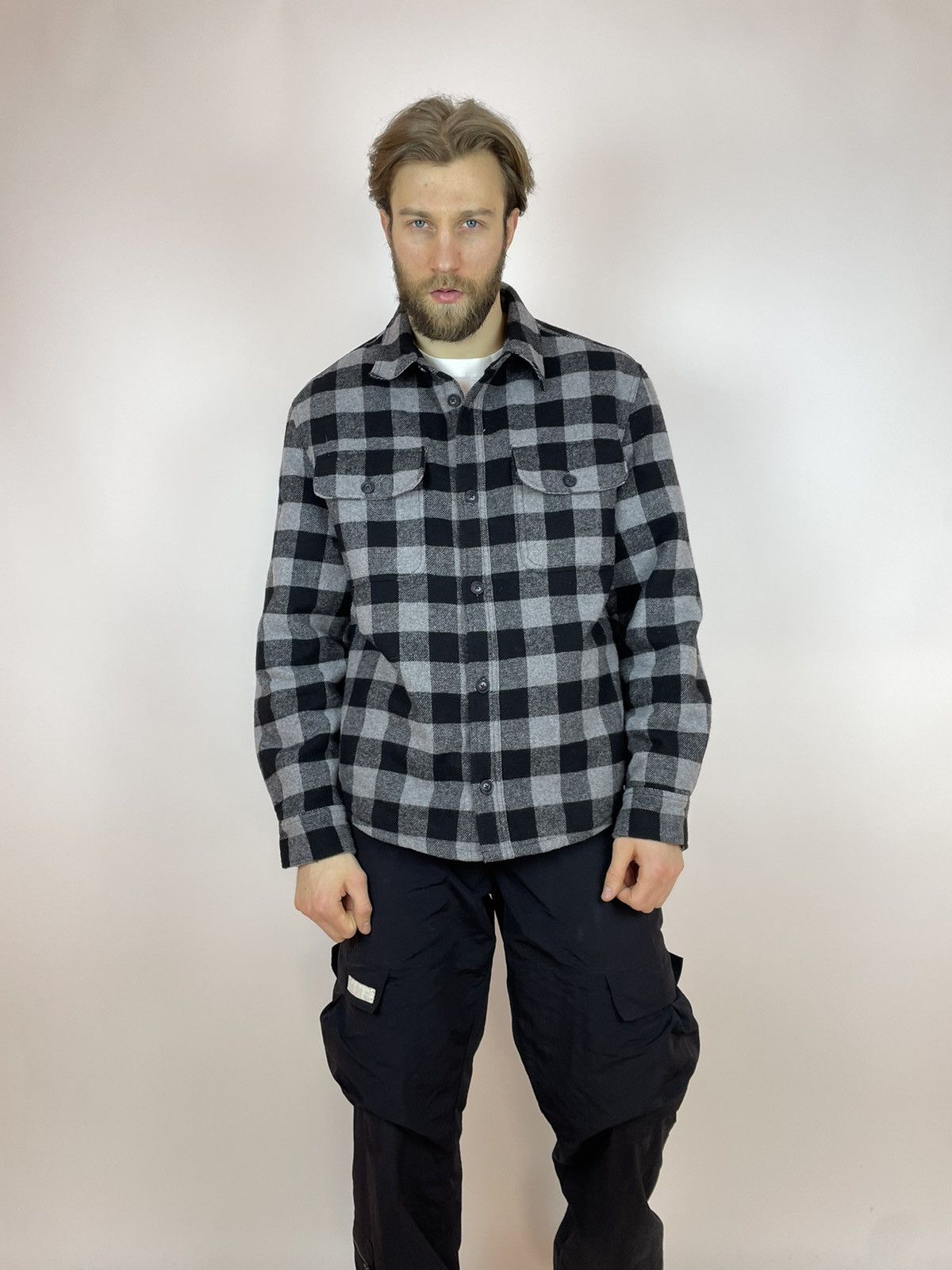 JACHS NY JACHS Flannel shirt Long sleeve Black/Gray Mens size XL Size US XL / EU 56 / 4 - 2 Thumbnail