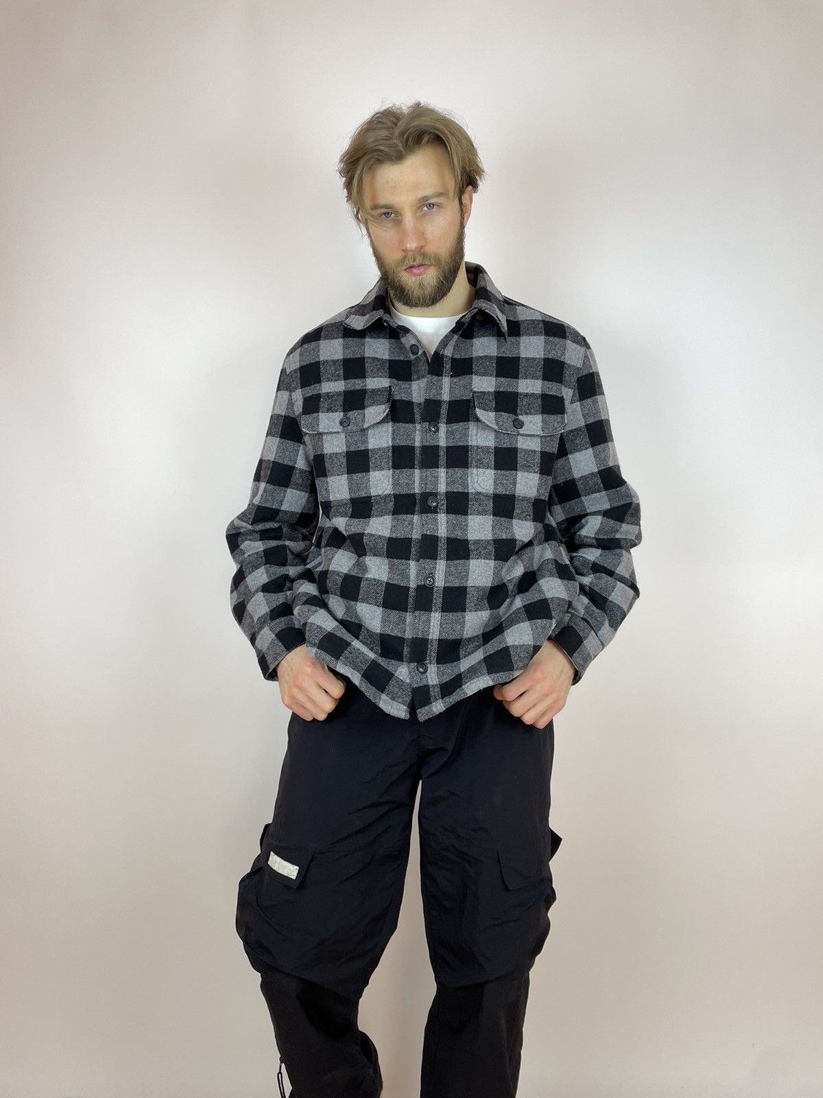 JACHS NY JACHS Flannel shirt Long sleeve Black/Gray Mens size XL Size US XL / EU 56 / 4 - 1 Thumbnail