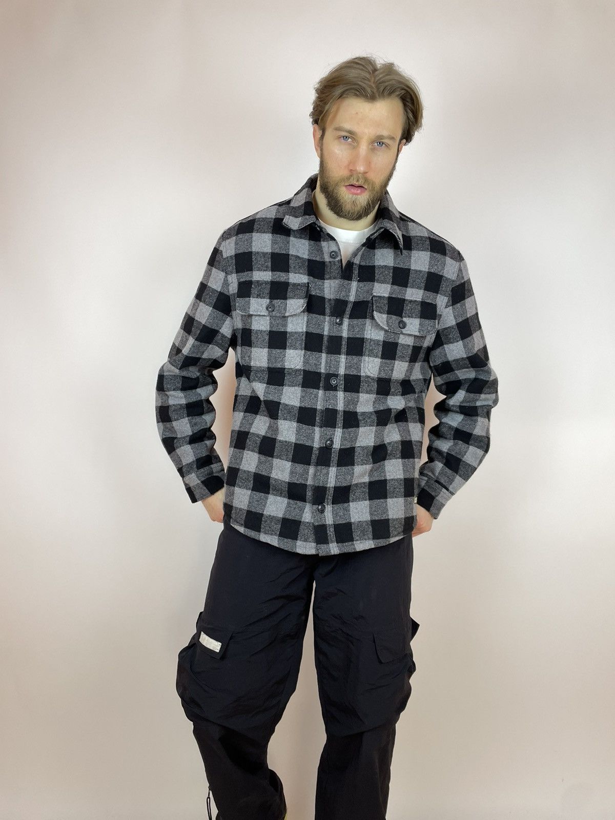 JACHS NY JACHS Flannel shirt Long sleeve Black/Gray Mens size XL Size US XL / EU 56 / 4 - 7 Thumbnail