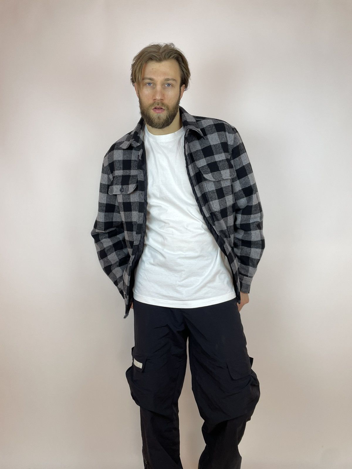 JACHS NY JACHS Flannel shirt Long sleeve Black/Gray Mens size XL Size US XL / EU 56 / 4 - 8 Thumbnail