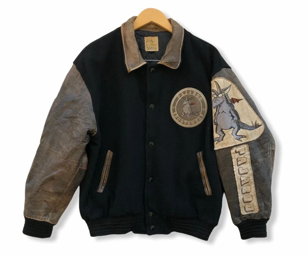 Japanese Brand RARE🔥VINTAGE 80’S PAJABOO DRAGON WOOL/LEATHER VARSITY Size US L / EU 52-54 / 3 - 3 Thumbnail