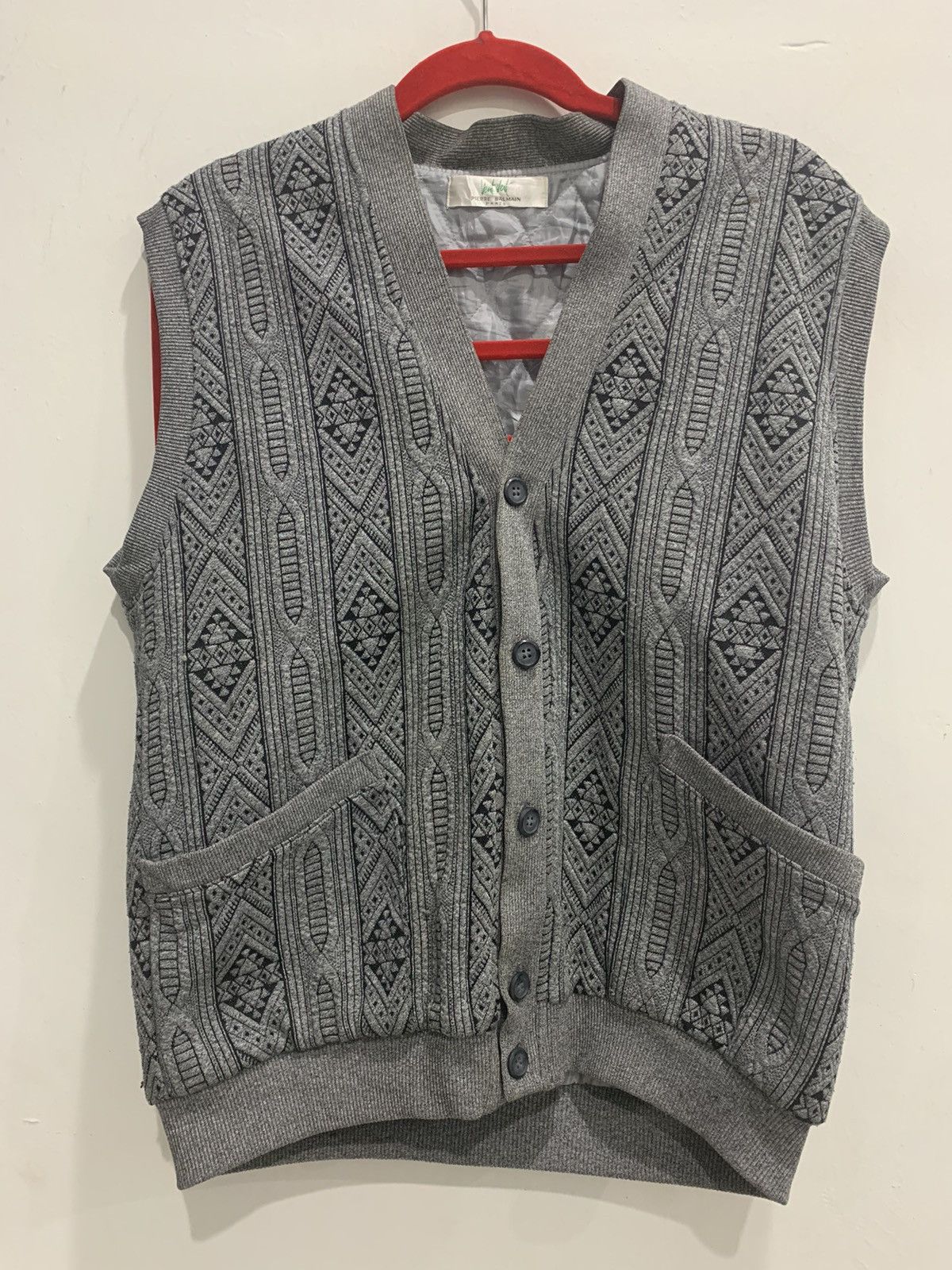 Pierre balmain argyle cardigan vest