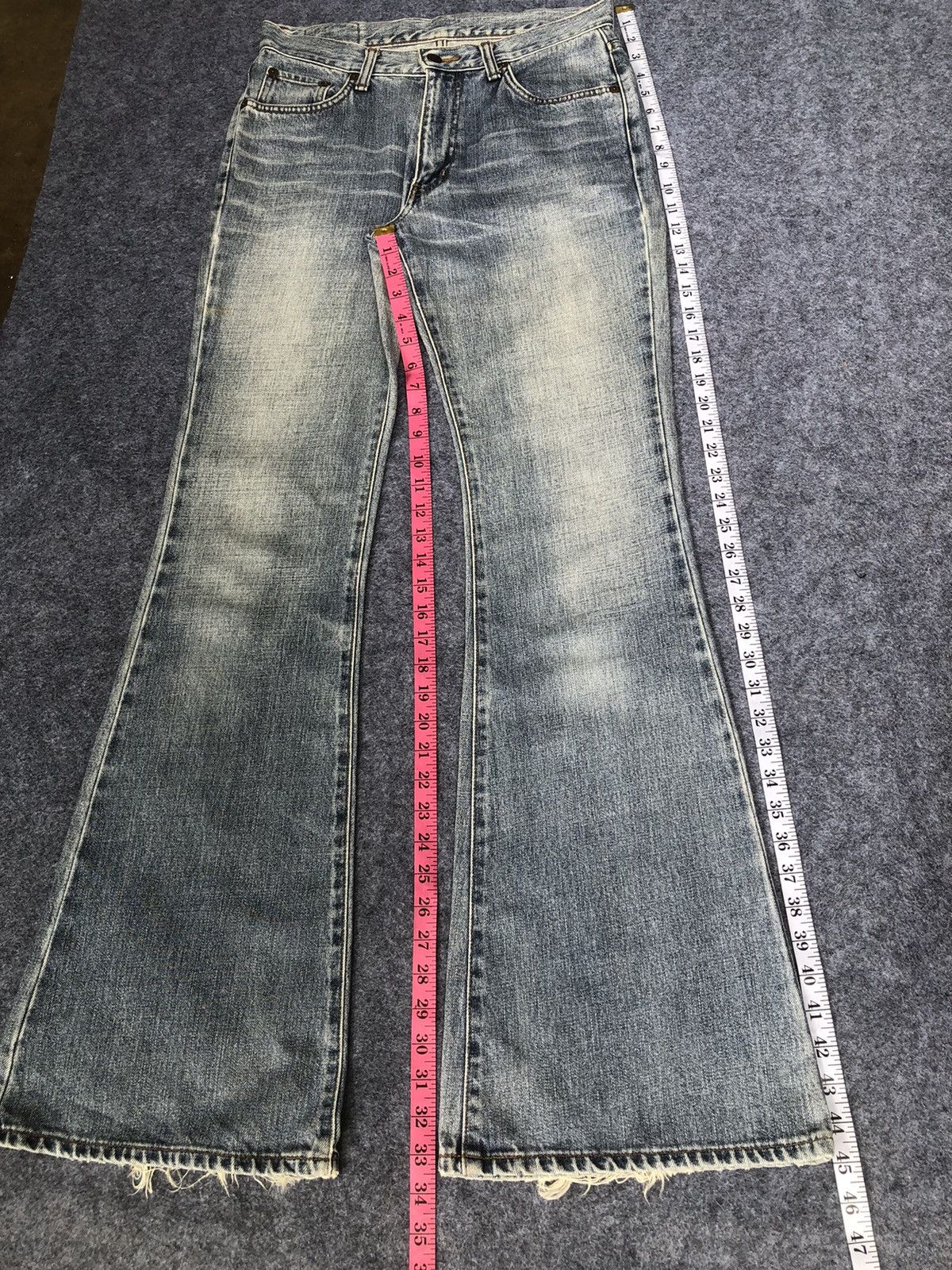 Edwin Last Drop🔥Rare‼️Edwin Distressed Flared Bootcut Jeans Size 31" - 15 Thumbnail