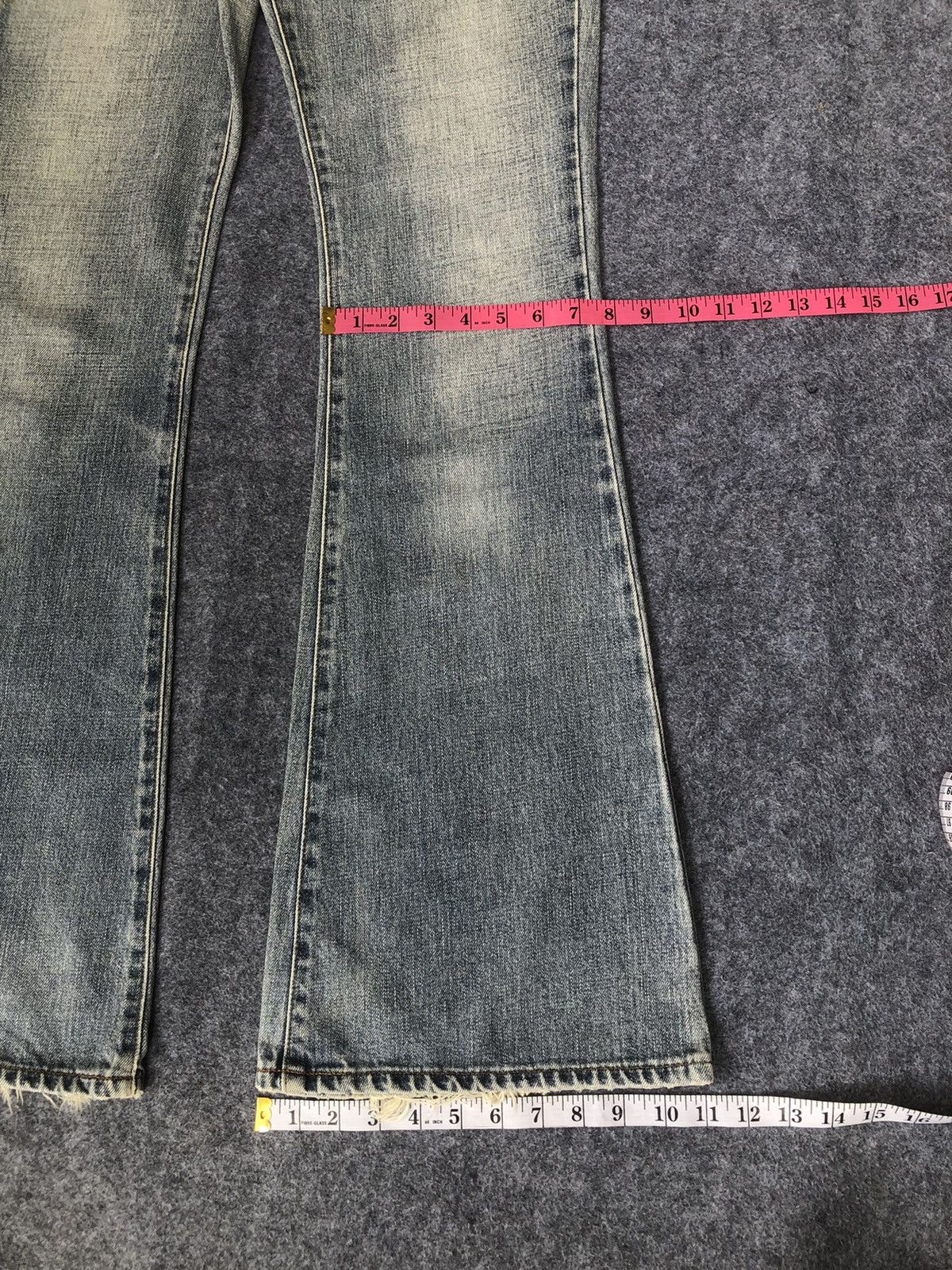 Edwin Last Drop🔥Rare‼️Edwin Distressed Flared Bootcut Jeans Size 31" - 14 Thumbnail