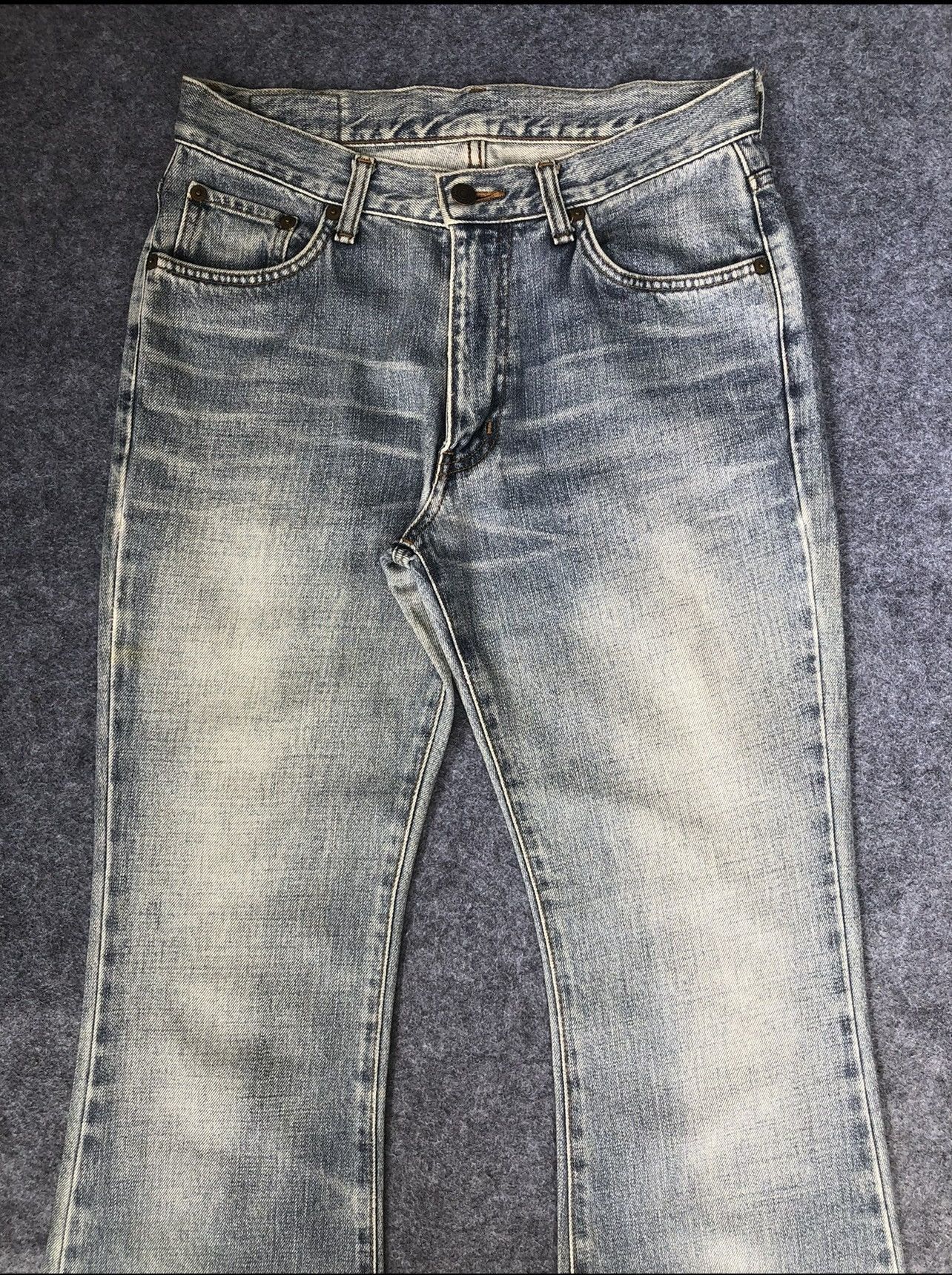 Edwin Last Drop🔥Rare‼️Edwin Distressed Flared Bootcut Jeans Size 31" - 6 Thumbnail