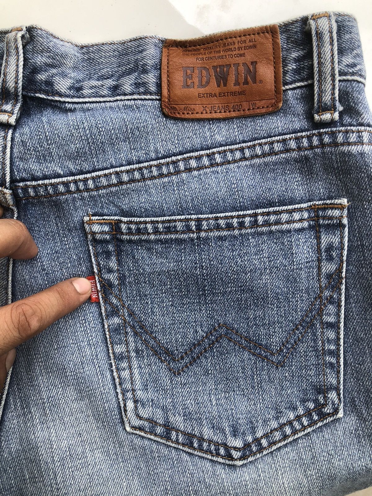 Edwin Last Drop🔥Rare‼️Edwin Distressed Flared Bootcut Jeans Size 31" - 8 Thumbnail