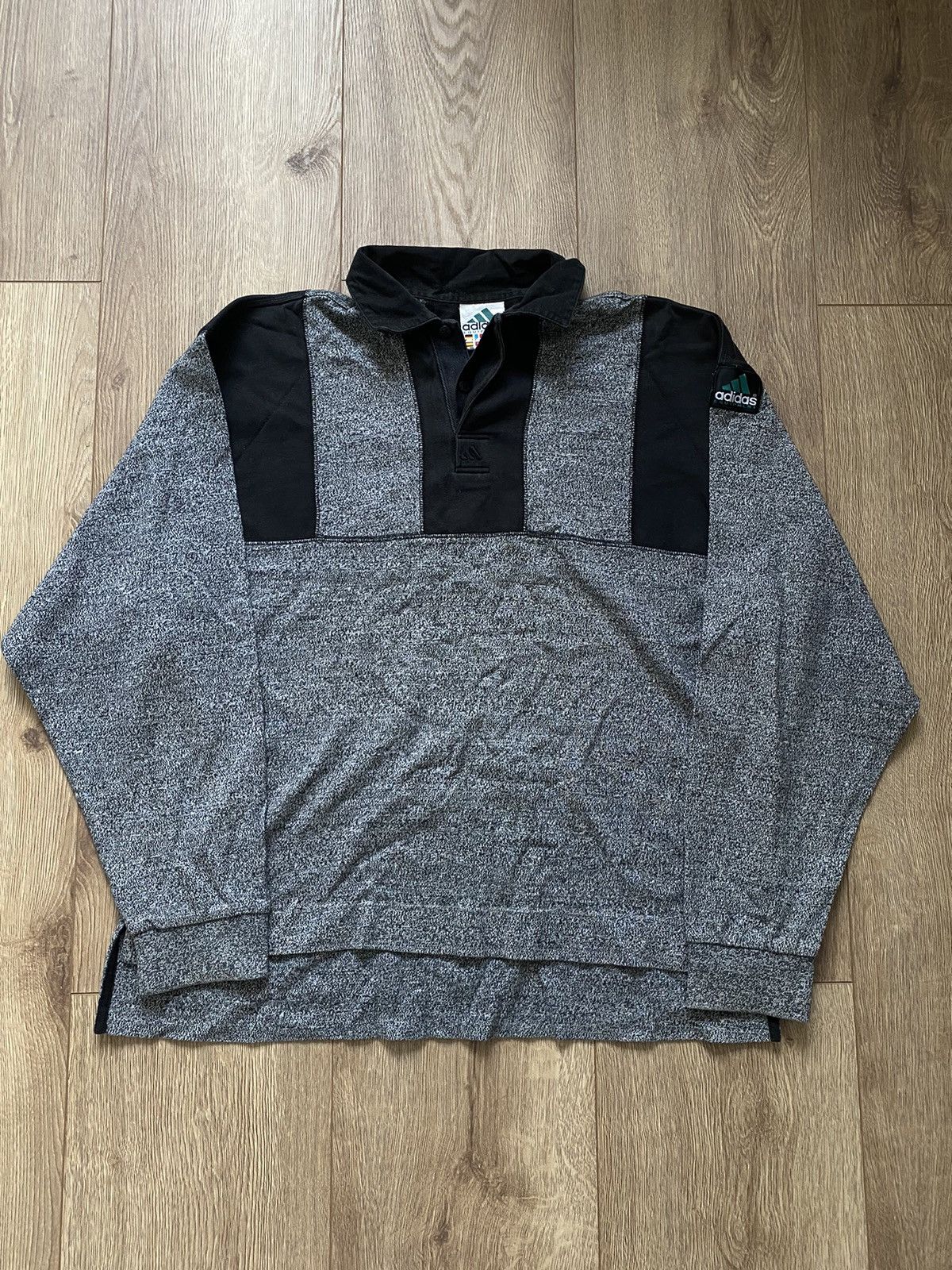 Vintage 1990s Adidas EQT Longsleeve polo Tshirt