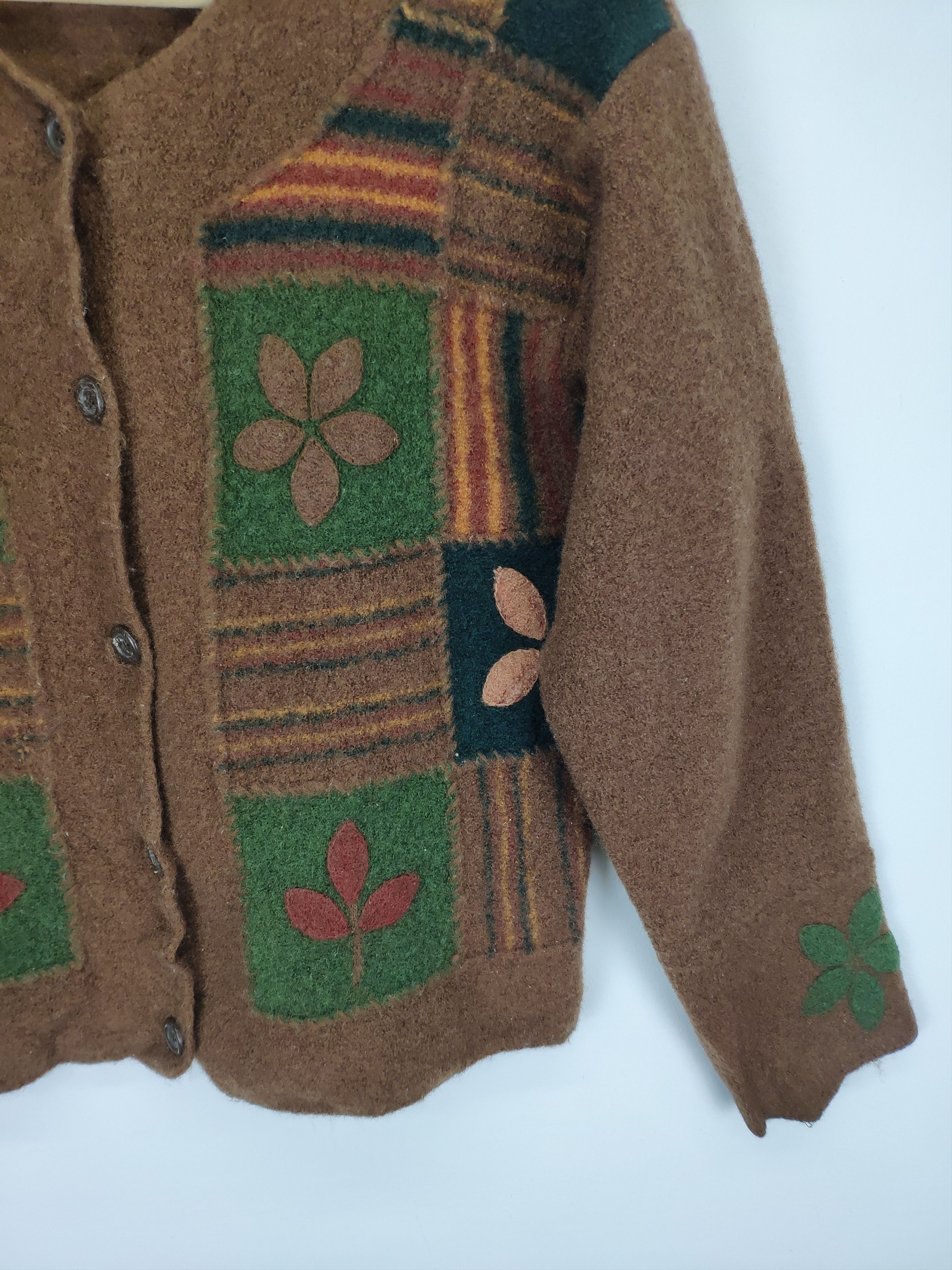 Other Vintage Wool Cropped Cardigan Floral Motif Size S / US 4 / IT 40 - 6 Thumbnail