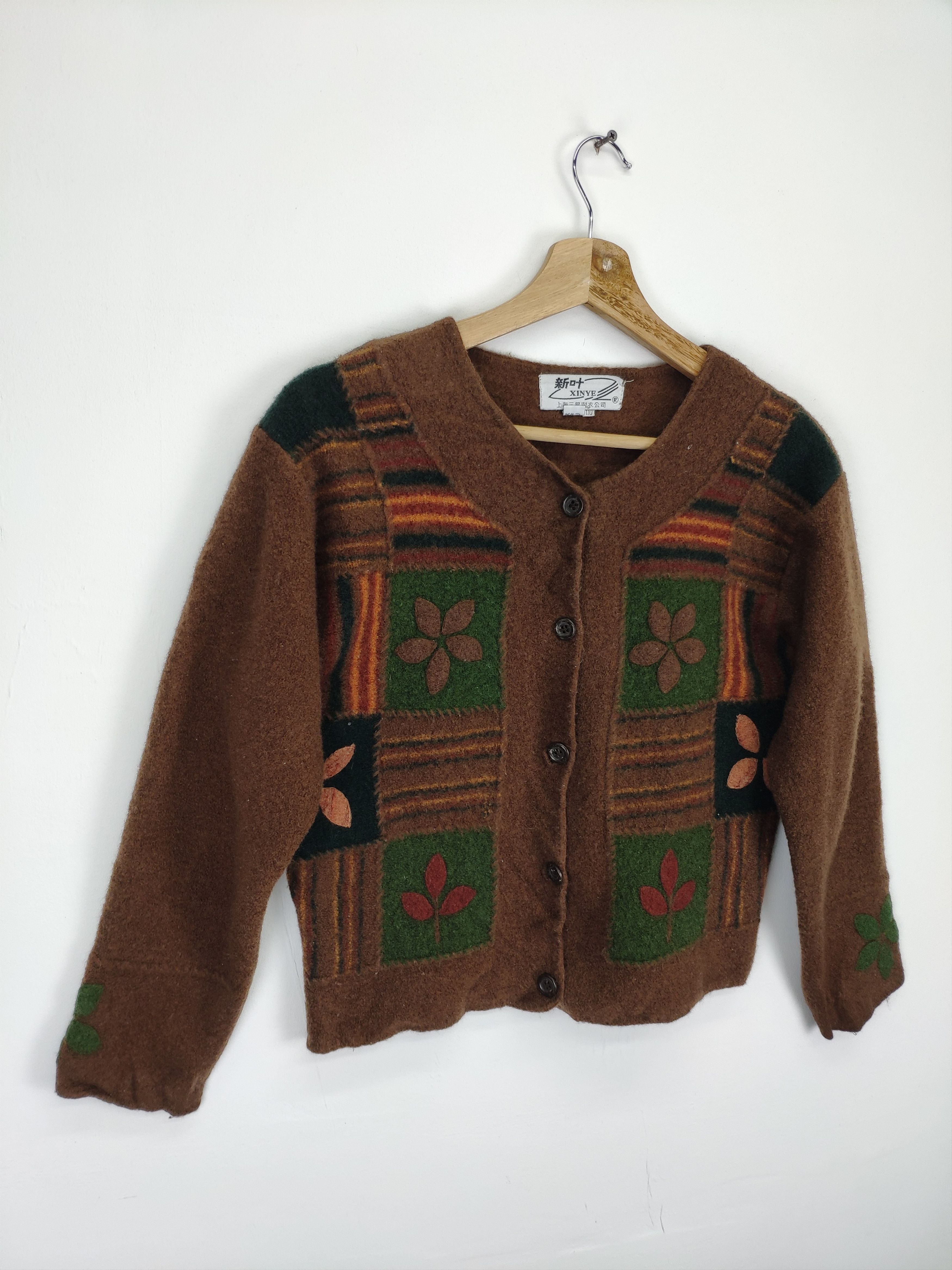 Other Vintage Wool Cropped Cardigan Floral Motif Size S / US 4 / IT 40 - 3 Thumbnail