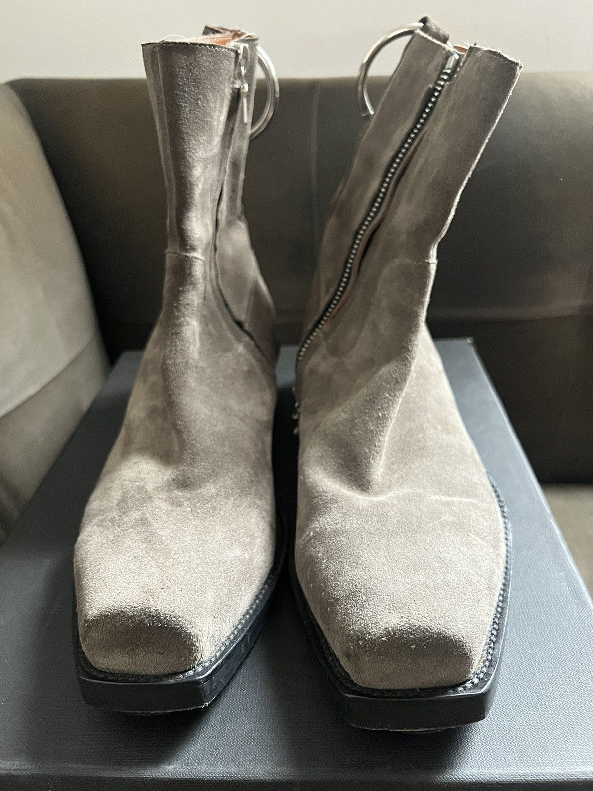 Vetements Vetements Taupe Suede Cowboy Ring Western Ankle Boots Size US 9 / EU 42 - 1 Thumbnail