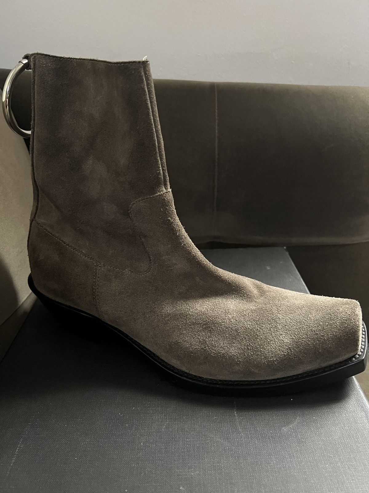 Vetements Vetements Taupe Suede Cowboy Ring Western Ankle Boots Size US 9 / EU 42 - 5 Thumbnail
