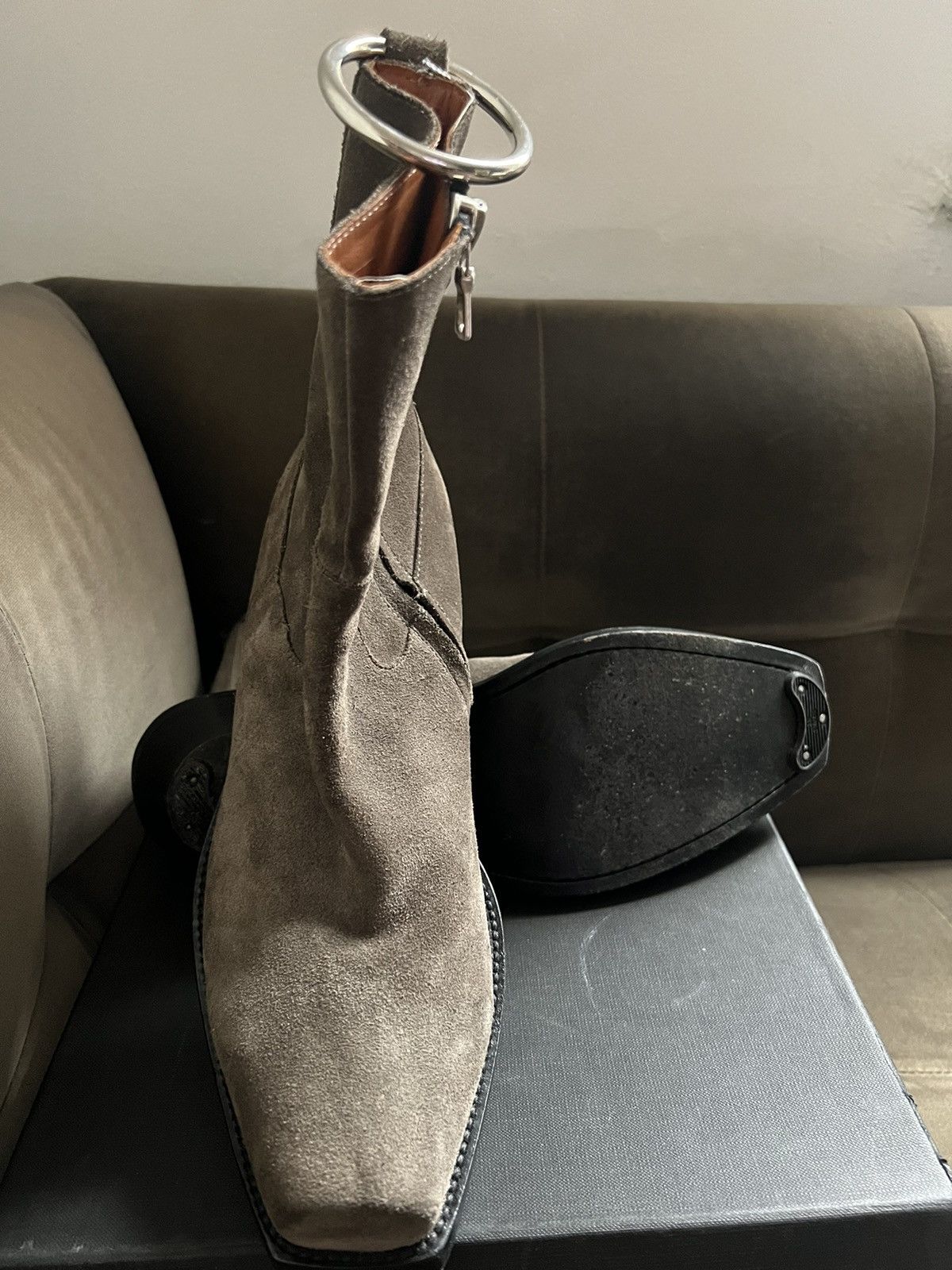 Vetements Vetements Taupe Suede Cowboy Ring Western Ankle Boots Size US 9 / EU 42 - 4 Thumbnail