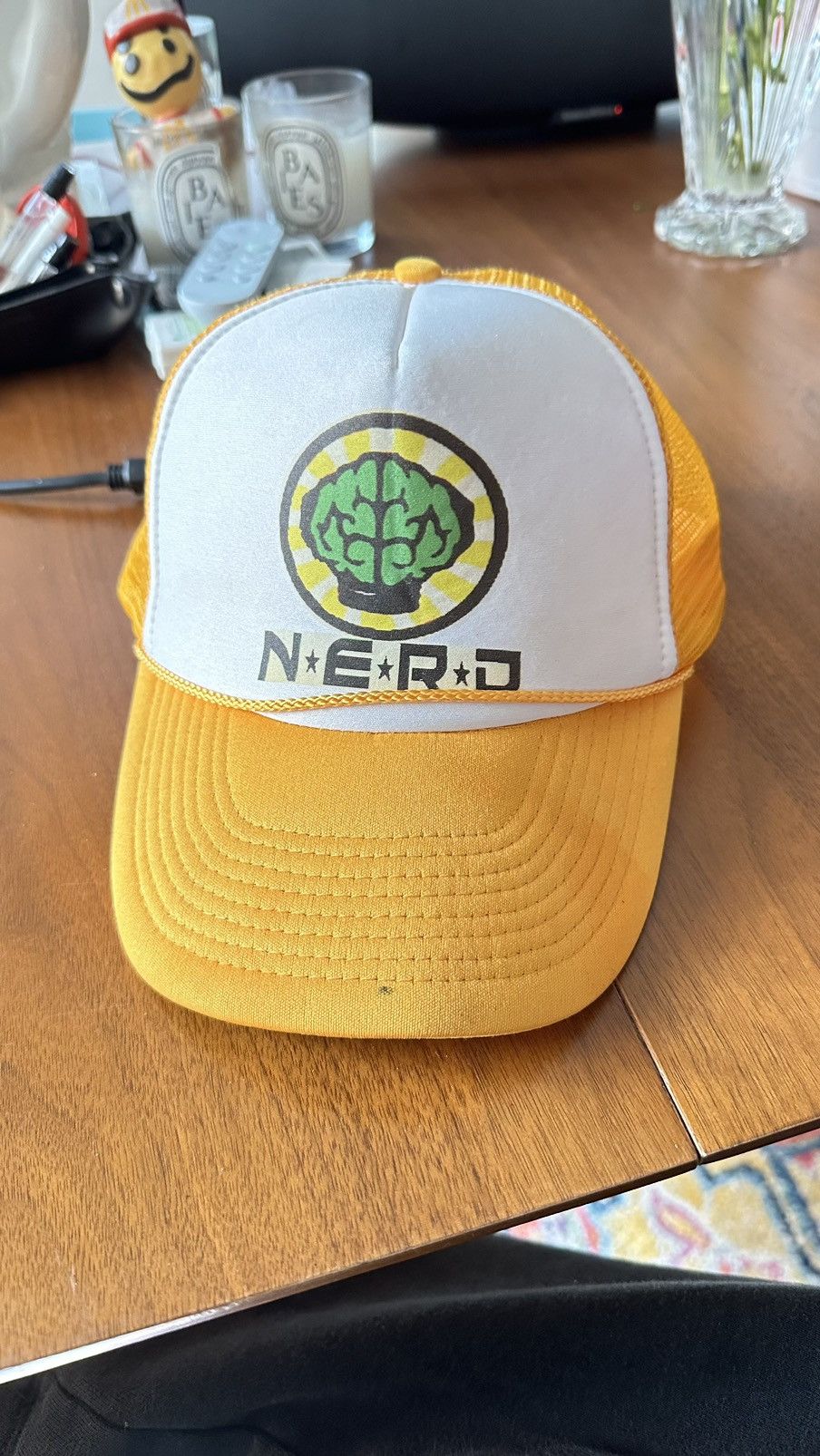 image of Original Nerd Pharrell Williams Trucker Snapback in Yellow, Men's