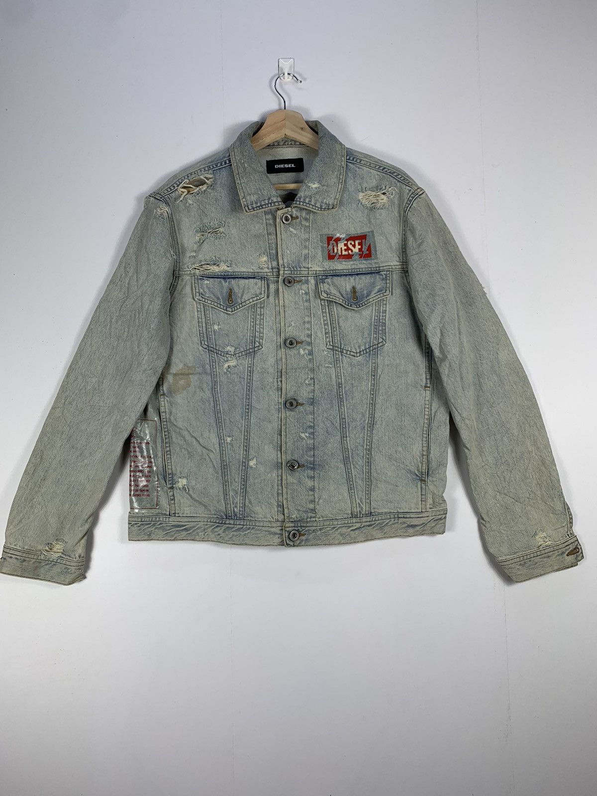 Diesel × Vintage Vintage Diesel Distress Denim Jean Trucker Jacket Size US M / EU 48-50 / 2 - 1 Thumbnail