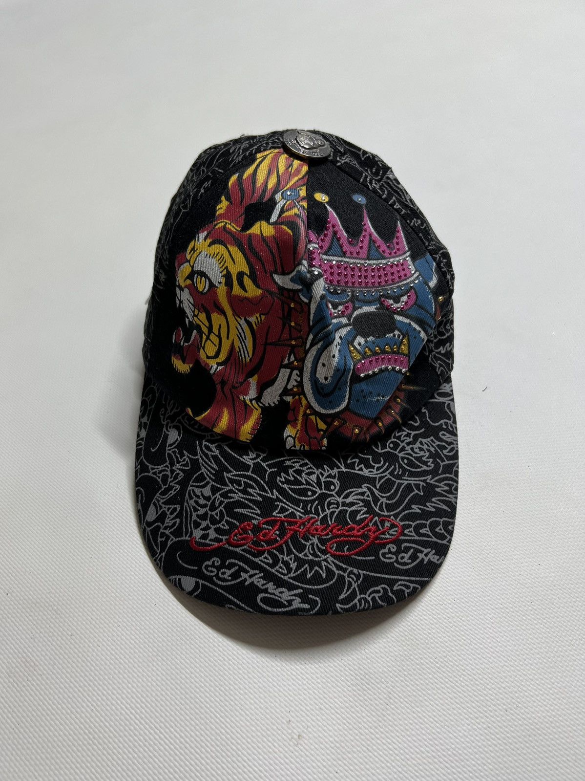 Ed Hardy Vintage Y2k Ed Hardy 🐅🐶 Tiger & Dog All Over Print Cap 90’s Size ONE SIZE - 1 Thumbnail