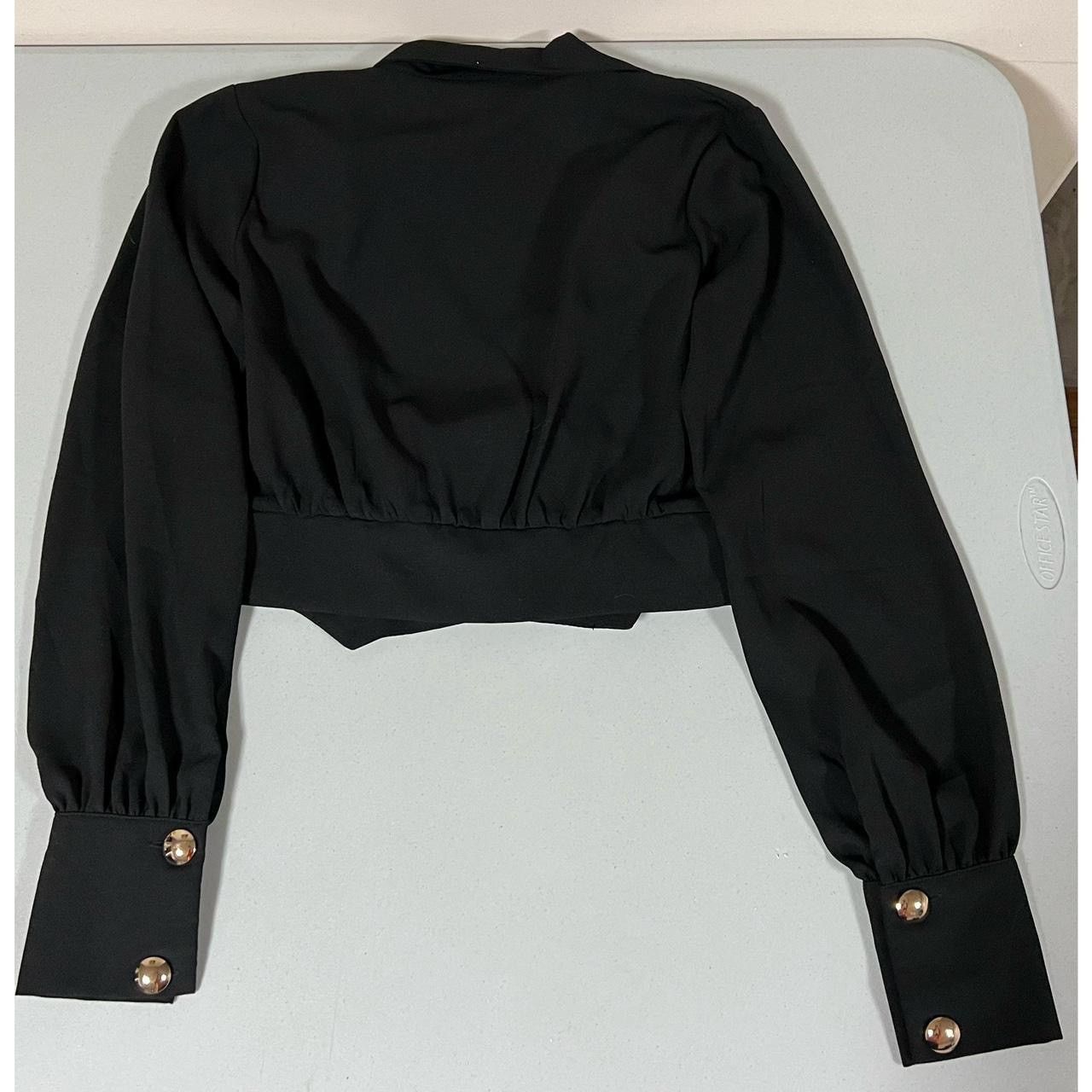 Vintage Black Gold Double-Breasted Long Sleeve Crop Top Shirt Blouse Size S / US 4 / IT 40 - 2 Thumbnail