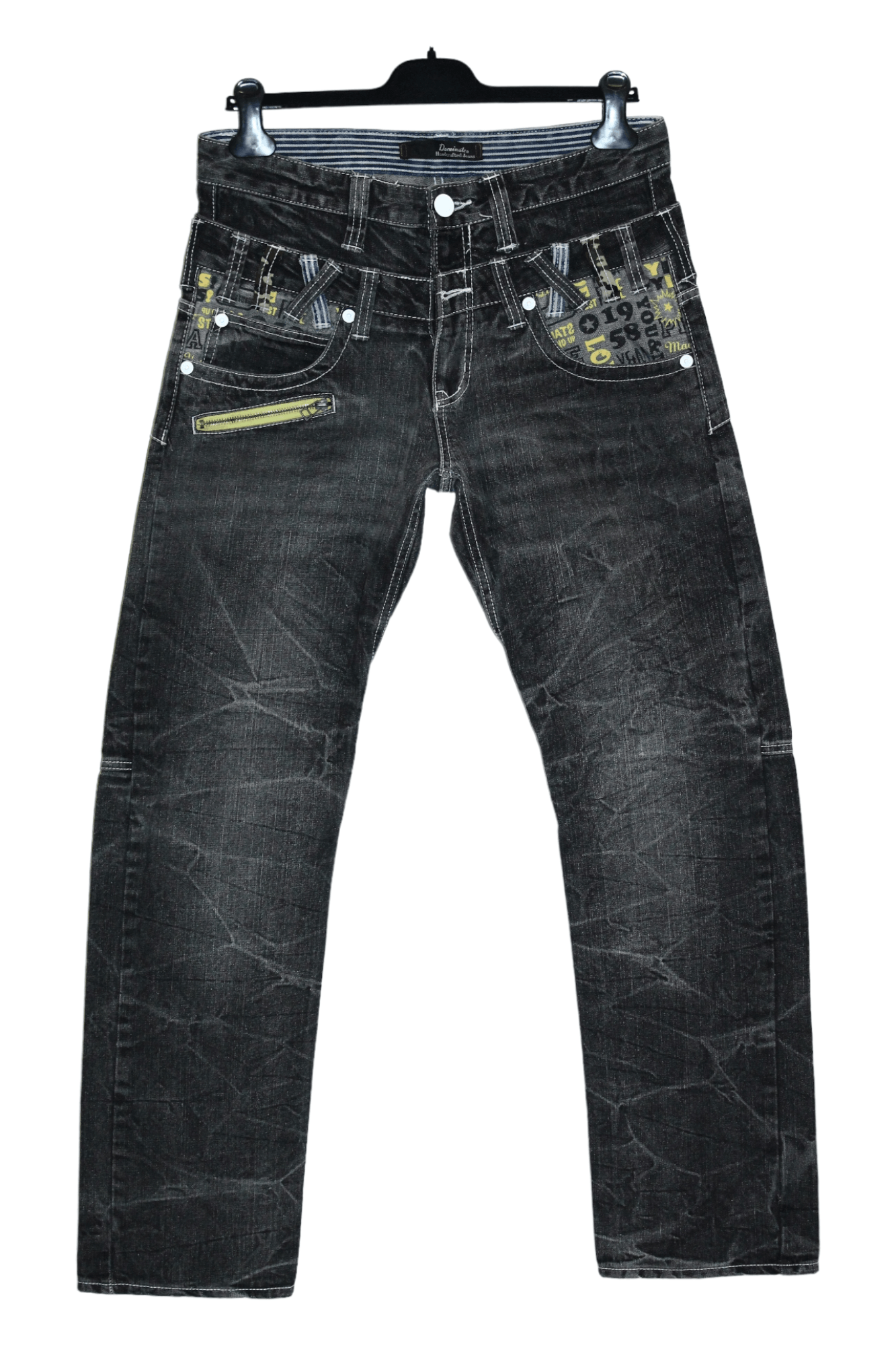 image of Distressed Denim x Dominate Jakarta Dominate Handerafted Jeans Double Waist Seditionaries in Faded 