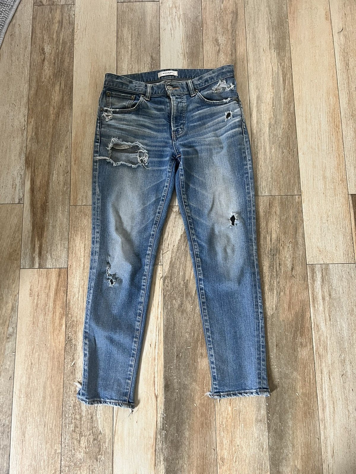 Japanese Brand Moussy Vintage Distressed Blue Jeans Size 27" / US 4 / IT 40 - 4 Thumbnail