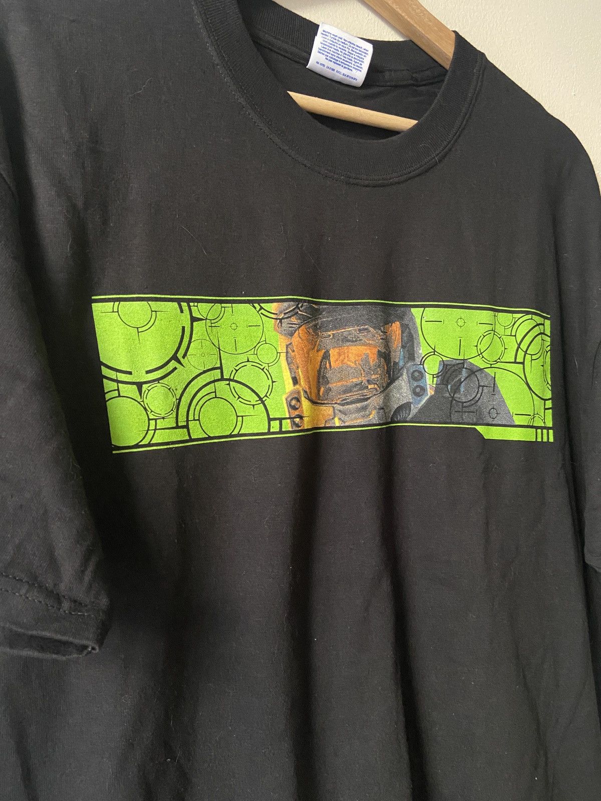 Vintage Halo 2 Master Chief Xbox box logo black tee shirt