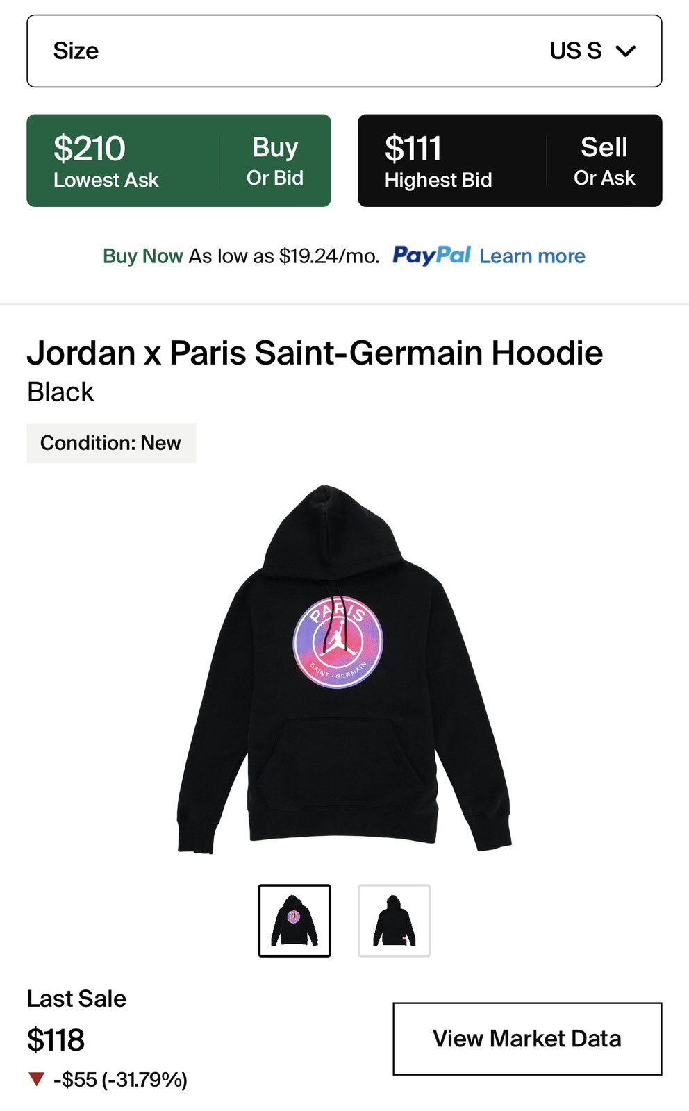 Jordan Brand Jordan x Paris Saint-Germain Football Club F.C. Hoodie Black Size US S / EU 44-46 / 1 - 2 Thumbnail
