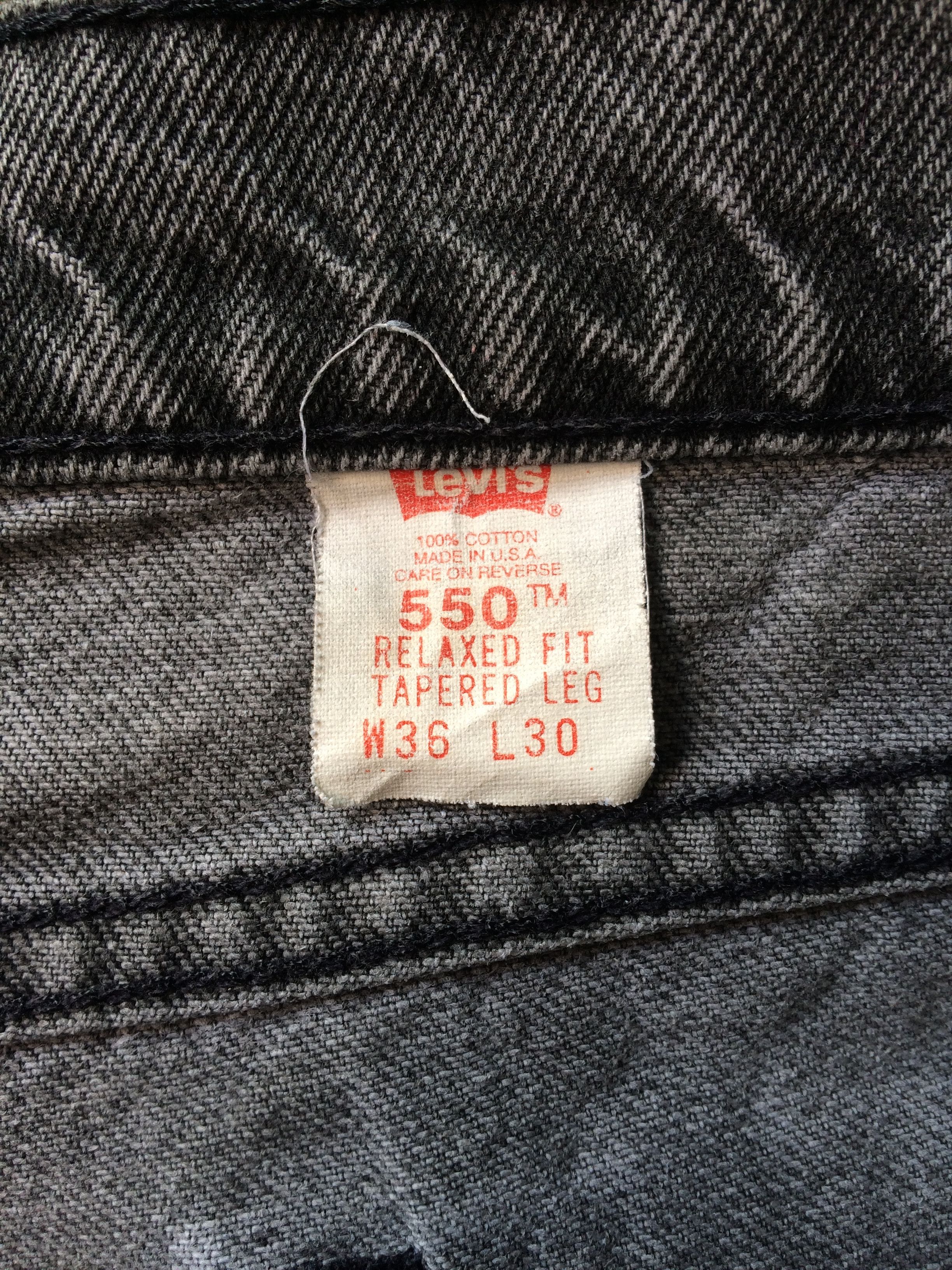 Levi's Distressed Levis 550 Faded Dirty Black Wash Jeans #B-898 Size US 35 - 12 Thumbnail