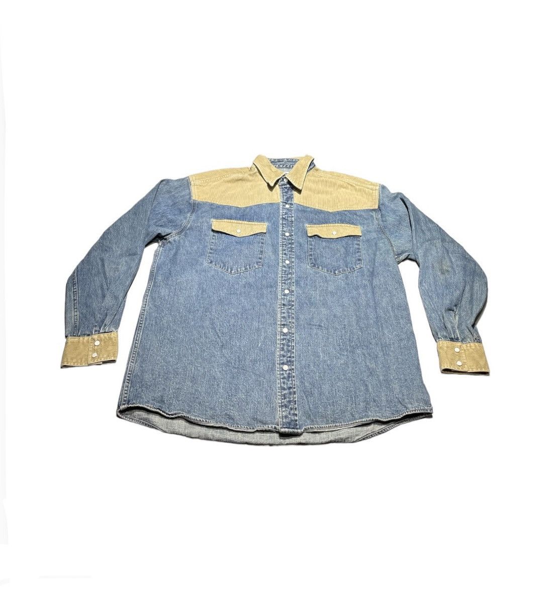Vintage old navy pearl snap denim/corduroy button shirt