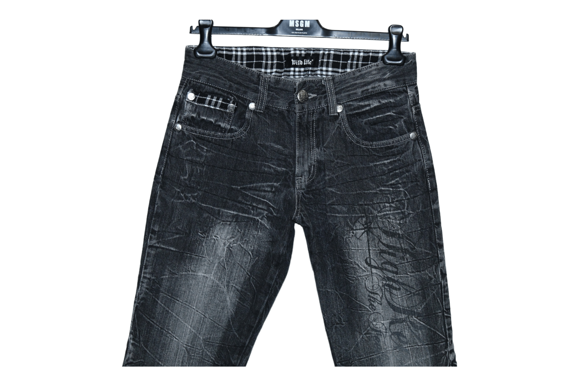 Hysteric Glamour RARE💥 Wild Life poem faded denim distressed baggy jeans Size US 32 / EU 48 - 3 Thumbnail