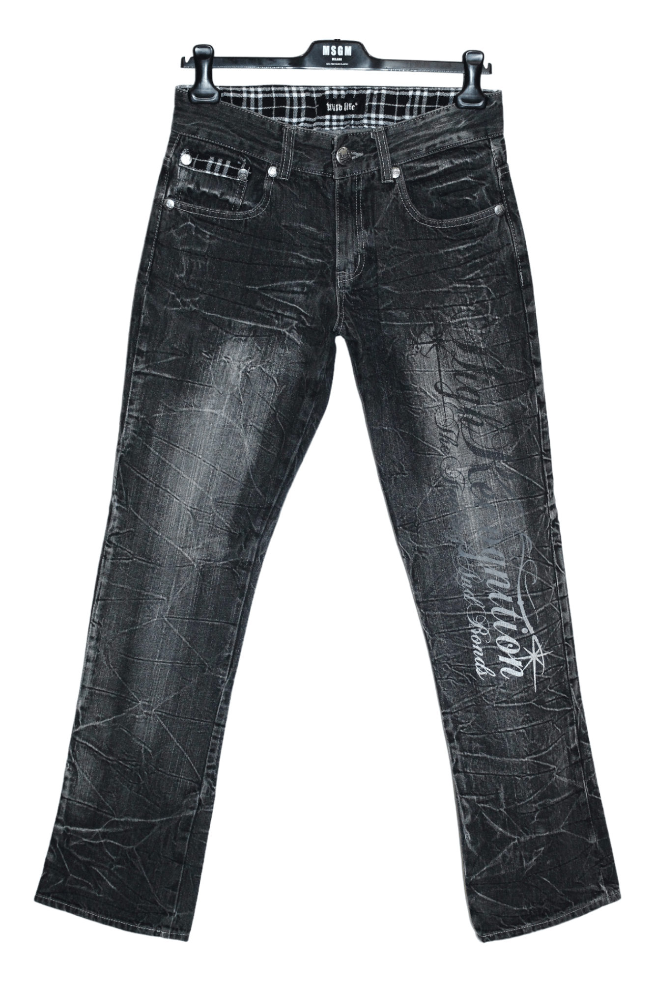 Hysteric Glamour RARE💥 Wild Life poem faded denim distressed baggy jeans Size US 32 / EU 48 - 1 Thumbnail