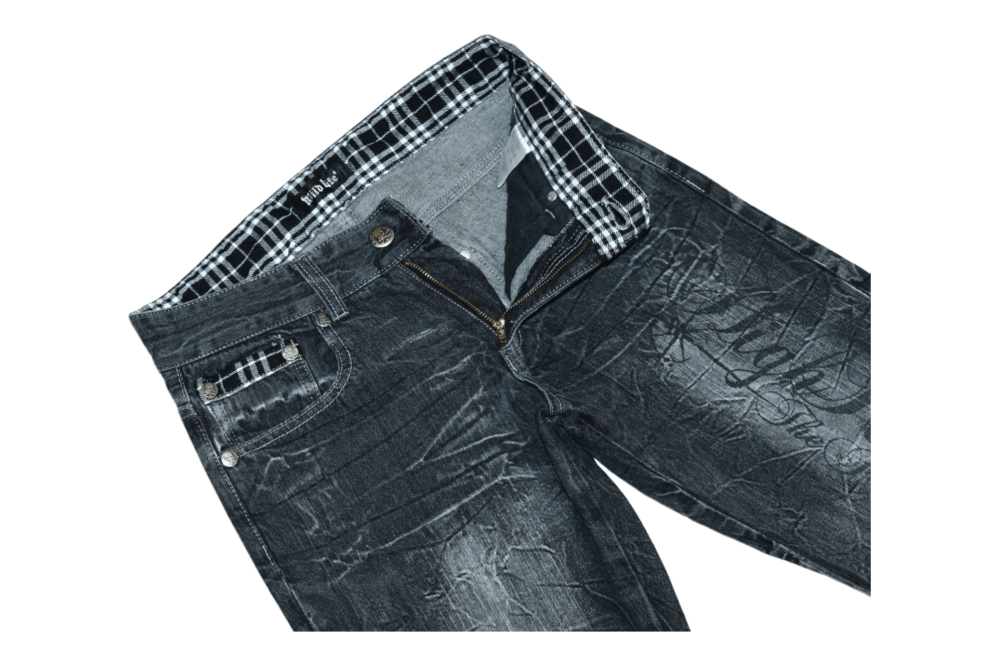 Hysteric Glamour RARE💥 Wild Life poem faded denim distressed baggy jeans Size US 32 / EU 48 - 2 Thumbnail