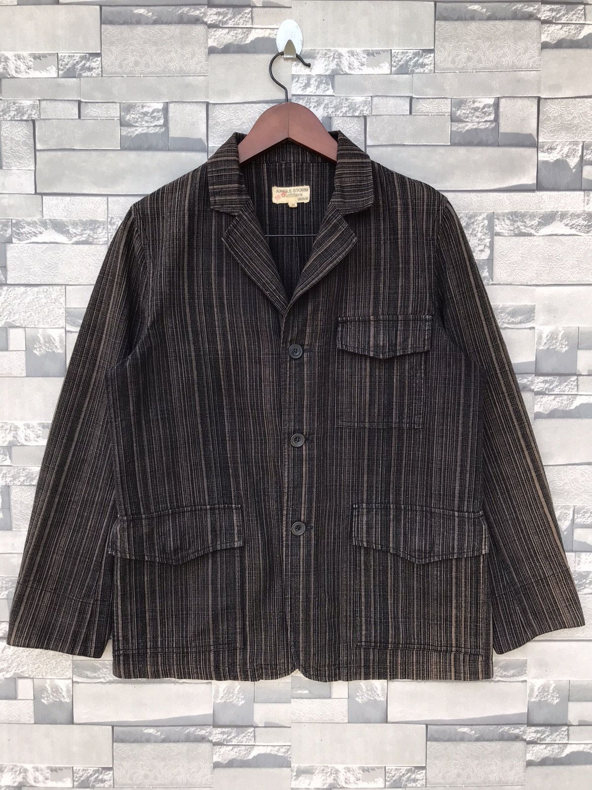 Japanese Brand × Jungles × Vintage Jungle Storm Outfitters Japanese Stripe Pattern Jacket Size US M / EU 48-50 / 2 - 1 Thumbnail