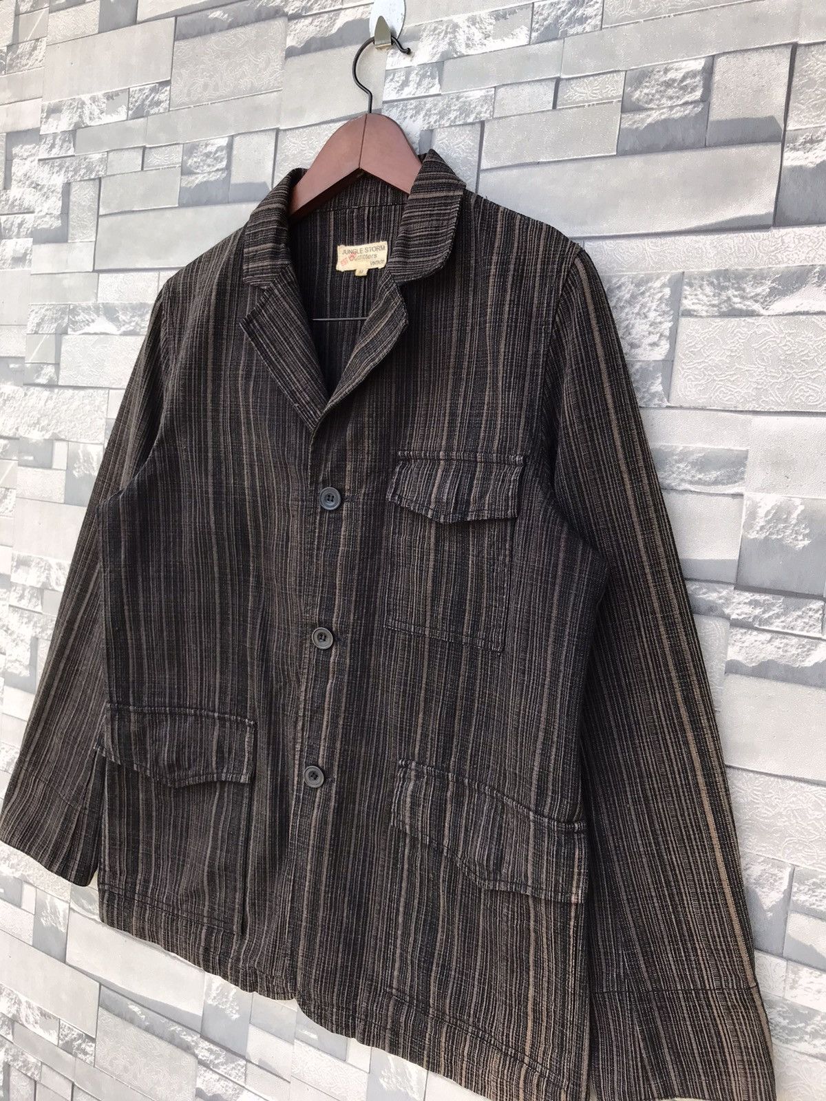 Japanese Brand × Jungles × Vintage Jungle Storm Outfitters Japanese Stripe Pattern Jacket Size US M / EU 48-50 / 2 - 5 Thumbnail