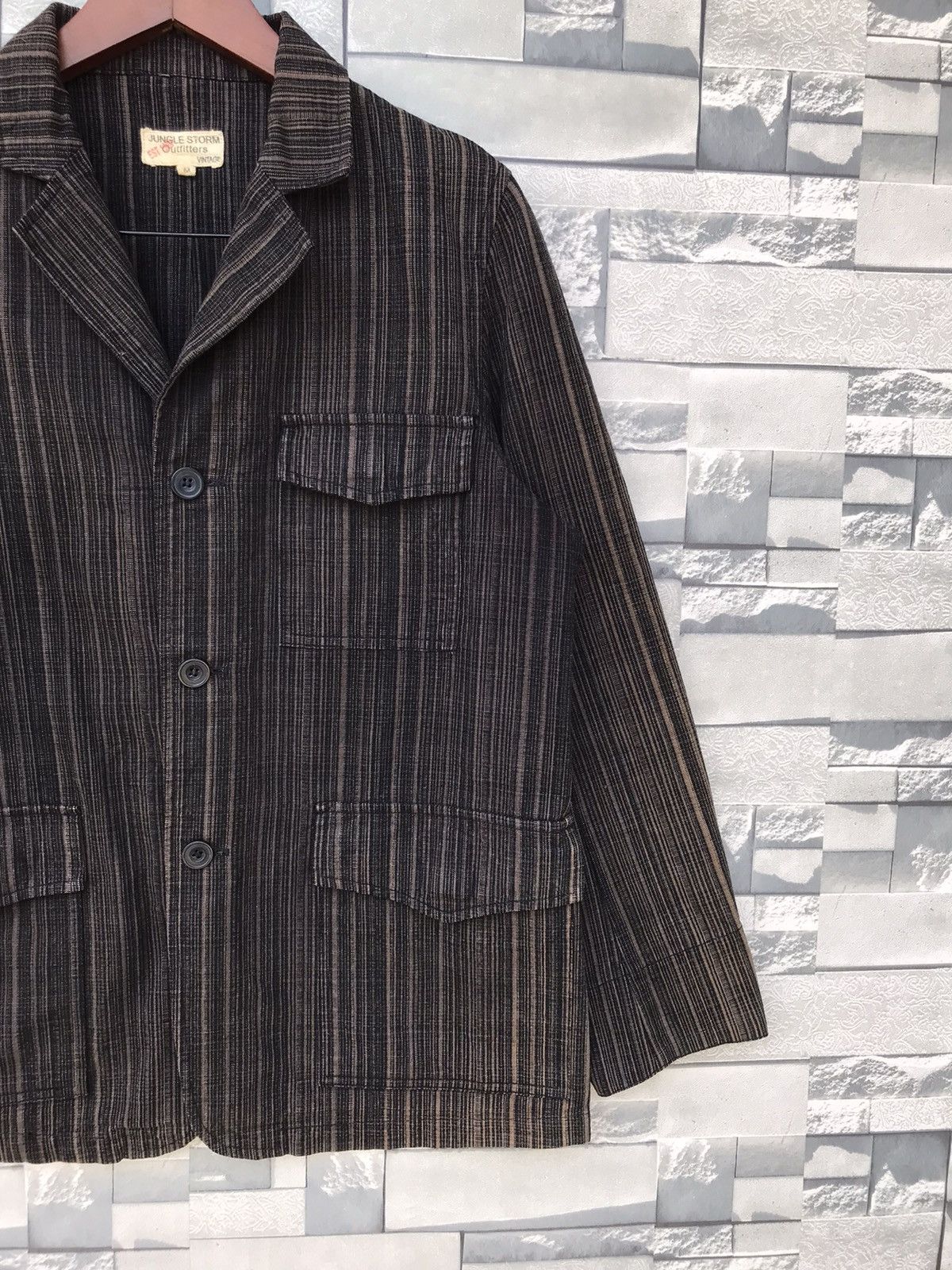 Japanese Brand × Jungles × Vintage Jungle Storm Outfitters Japanese Stripe Pattern Jacket Size US M / EU 48-50 / 2 - 10 Thumbnail