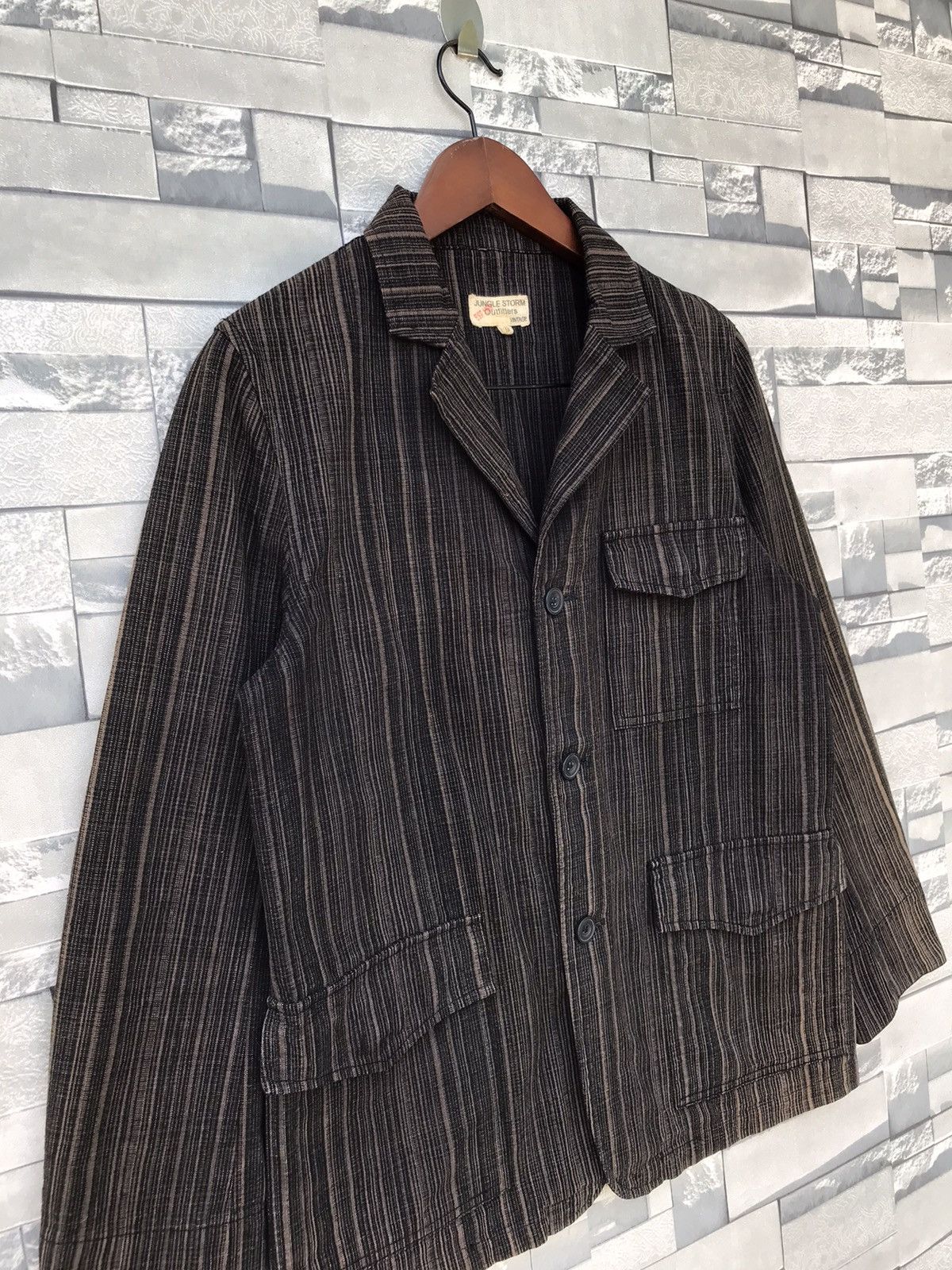 Japanese Brand × Jungles × Vintage Jungle Storm Outfitters Japanese Stripe Pattern Jacket Size US M / EU 48-50 / 2 - 4 Thumbnail