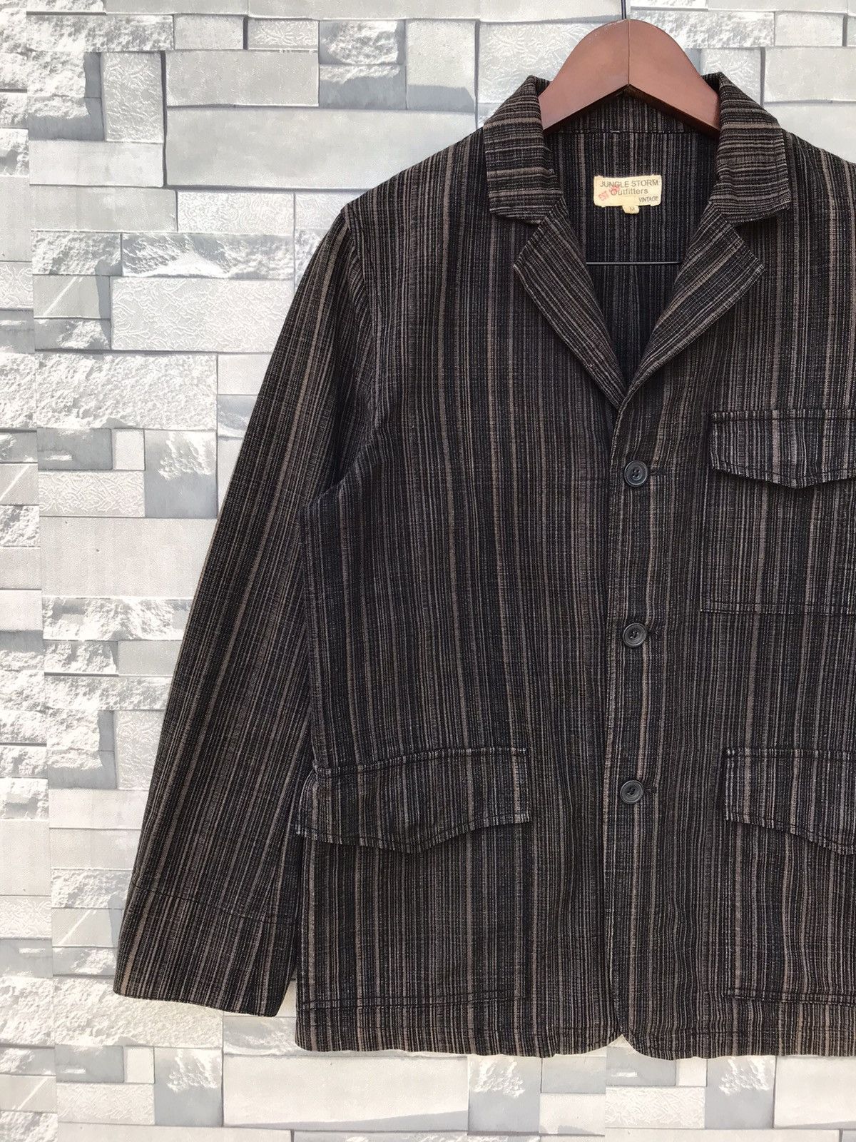 Japanese Brand × Jungles × Vintage Jungle Storm Outfitters Japanese Stripe Pattern Jacket Size US M / EU 48-50 / 2 - 9 Thumbnail