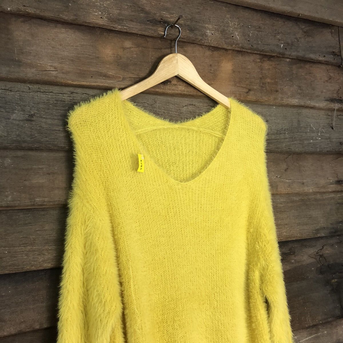Aran Isles Knitwear × Japanese Brand DLS Gu Yellow Shag Shaggy Fur Mohair Knitwear #BB580 Size M / US 6-8 / IT 42-44 - 6 Thumbnail