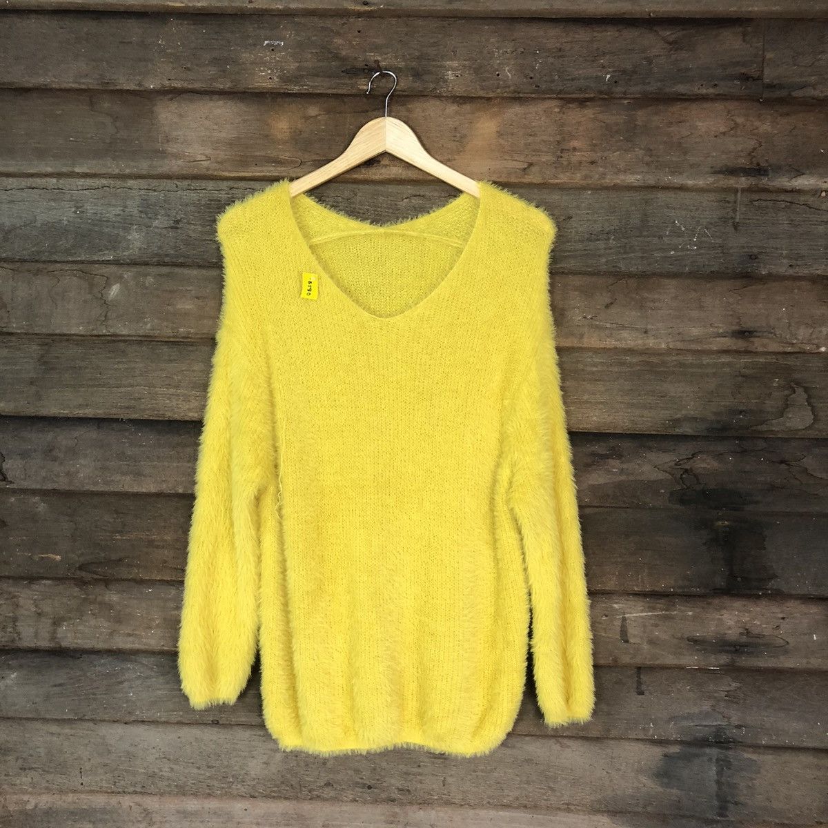 Aran Isles Knitwear × Japanese Brand DLS Gu Yellow Shag Shaggy Fur Mohair Knitwear #BB580 Size M / US 6-8 / IT 42-44 - 1 Thumbnail