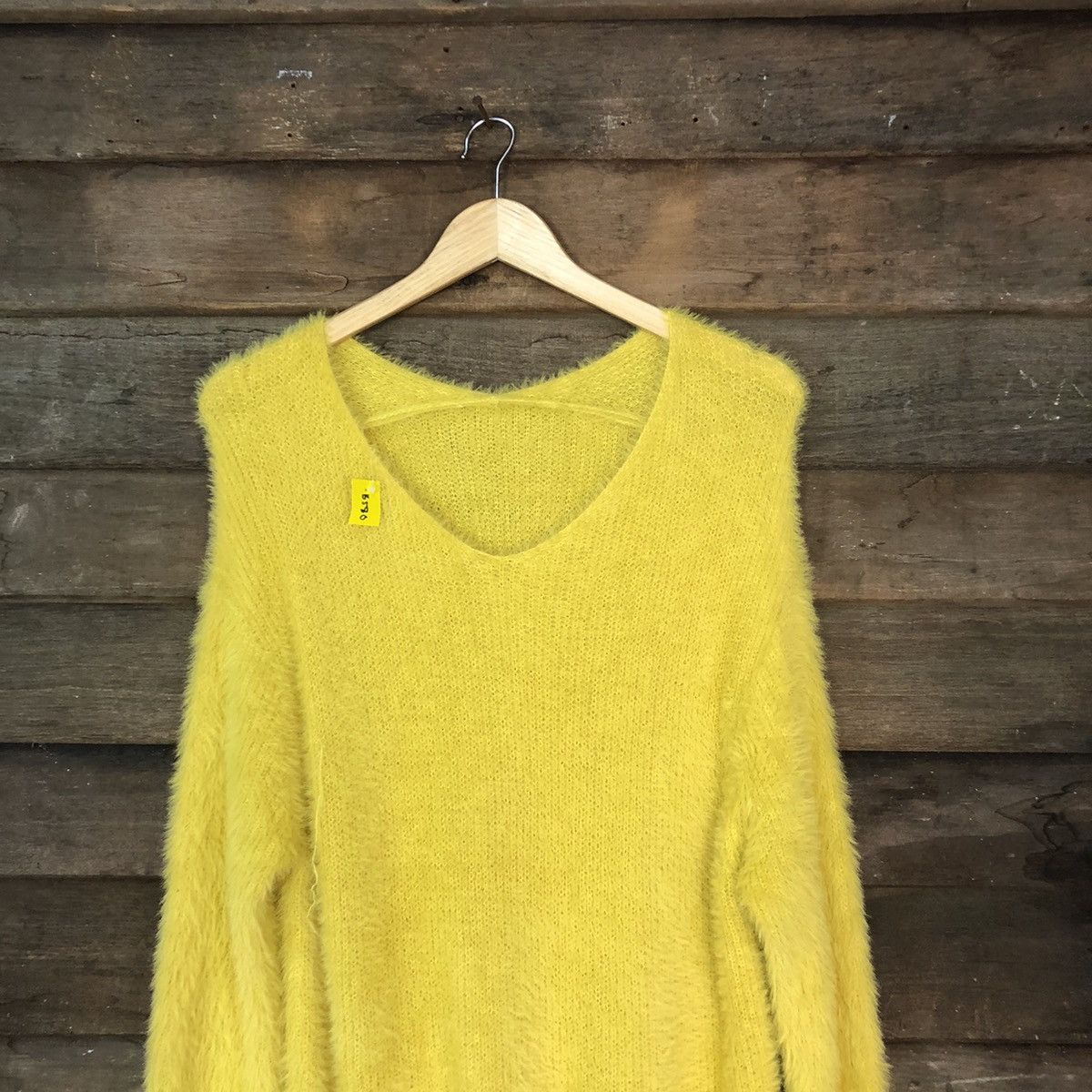 Aran Isles Knitwear × Japanese Brand DLS Gu Yellow Shag Shaggy Fur Mohair Knitwear #BB580 Size M / US 6-8 / IT 42-44 - 2 Thumbnail