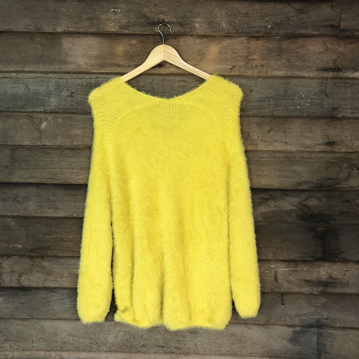Aran Isles Knitwear × Japanese Brand DLS Gu Yellow Shag Shaggy Fur Mohair Knitwear #BB580 Size M / US 6-8 / IT 42-44 - 9 Thumbnail