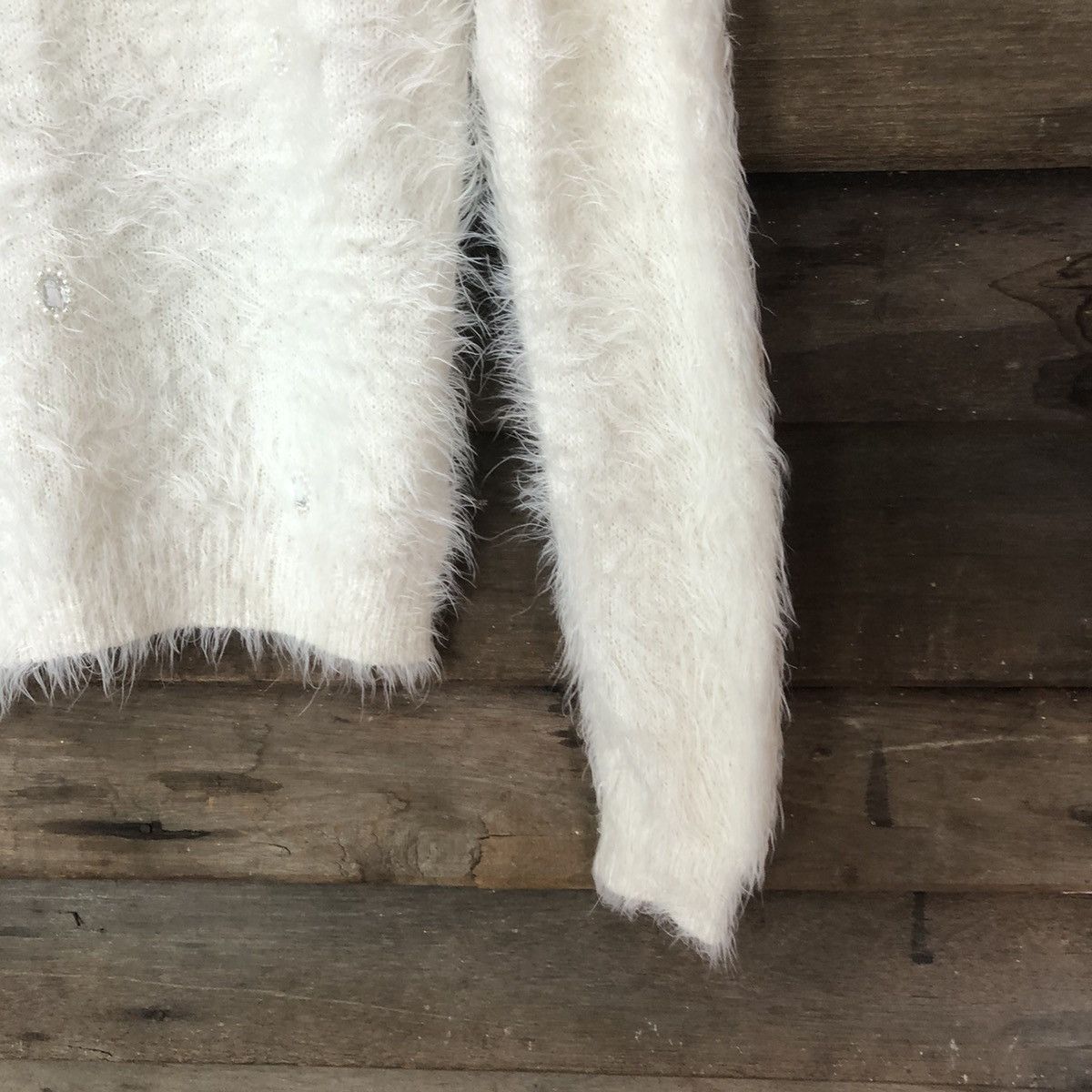 Designer × Homespun Knitwear × Japanese Brand DLS Sospita White Shag Shaggy Fur Mohair Knitwear #BB576 Size XS / US 0-2 / IT 36-38 - 5 Thumbnail