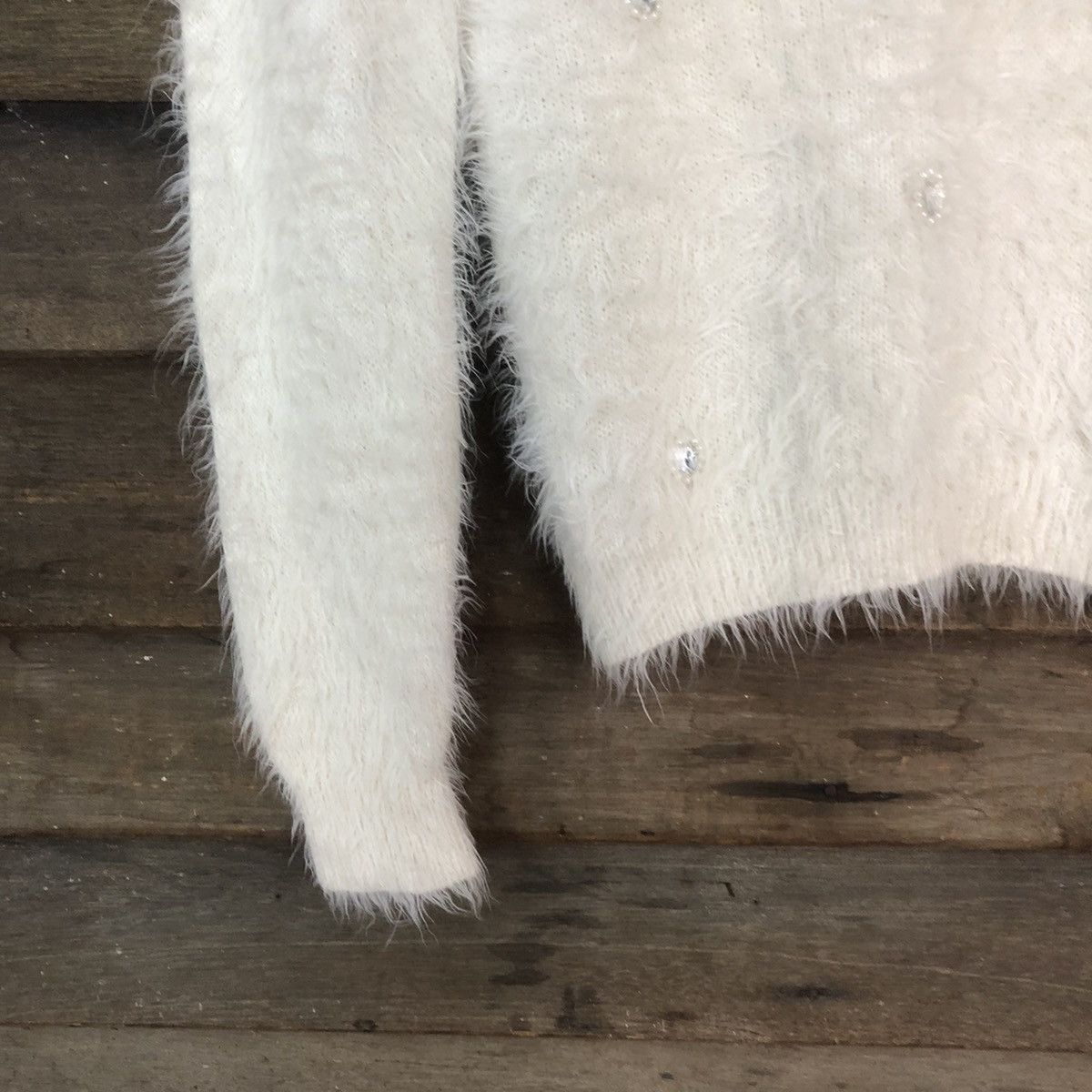 Designer × Homespun Knitwear × Japanese Brand DLS Sospita White Shag Shaggy Fur Mohair Knitwear #BB576 Size XS / US 0-2 / IT 36-38 - 4 Thumbnail