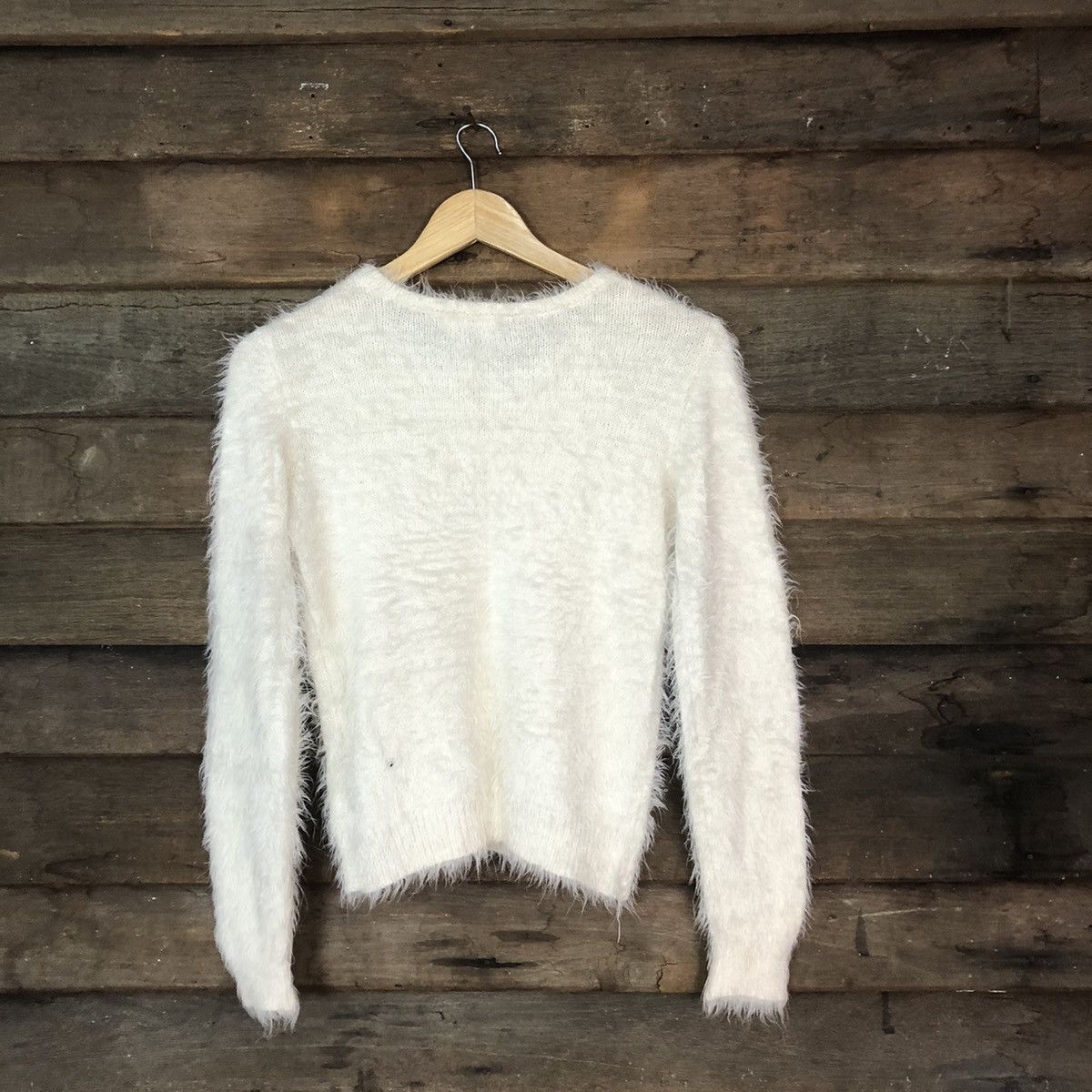 Designer × Homespun Knitwear × Japanese Brand DLS Sospita White Shag Shaggy Fur Mohair Knitwear #BB576 Size XS / US 0-2 / IT 36-38 - 11 Thumbnail