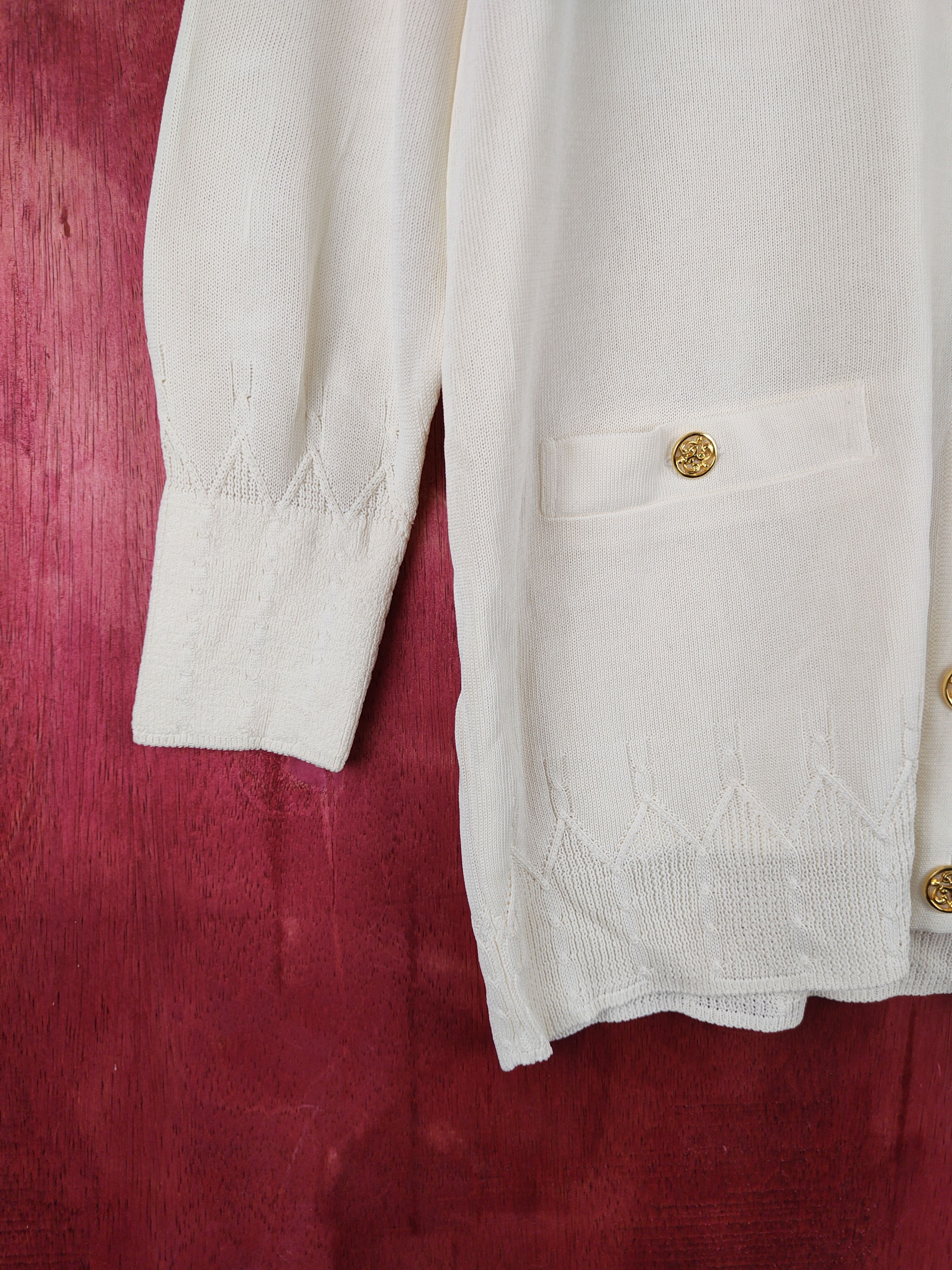 Japanese Brand Madame Paris Ivory knitwear Cardigan #S688 Size L / US 10 / IT 46 - 4 Thumbnail